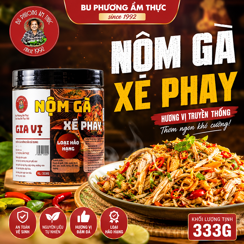 Gia Vị Nộm Gà Xé Phay Bu Phương 333G – Trộn Nộm Gà, Tai Heo, Nộm Chay Chuẩn Vị - BP40