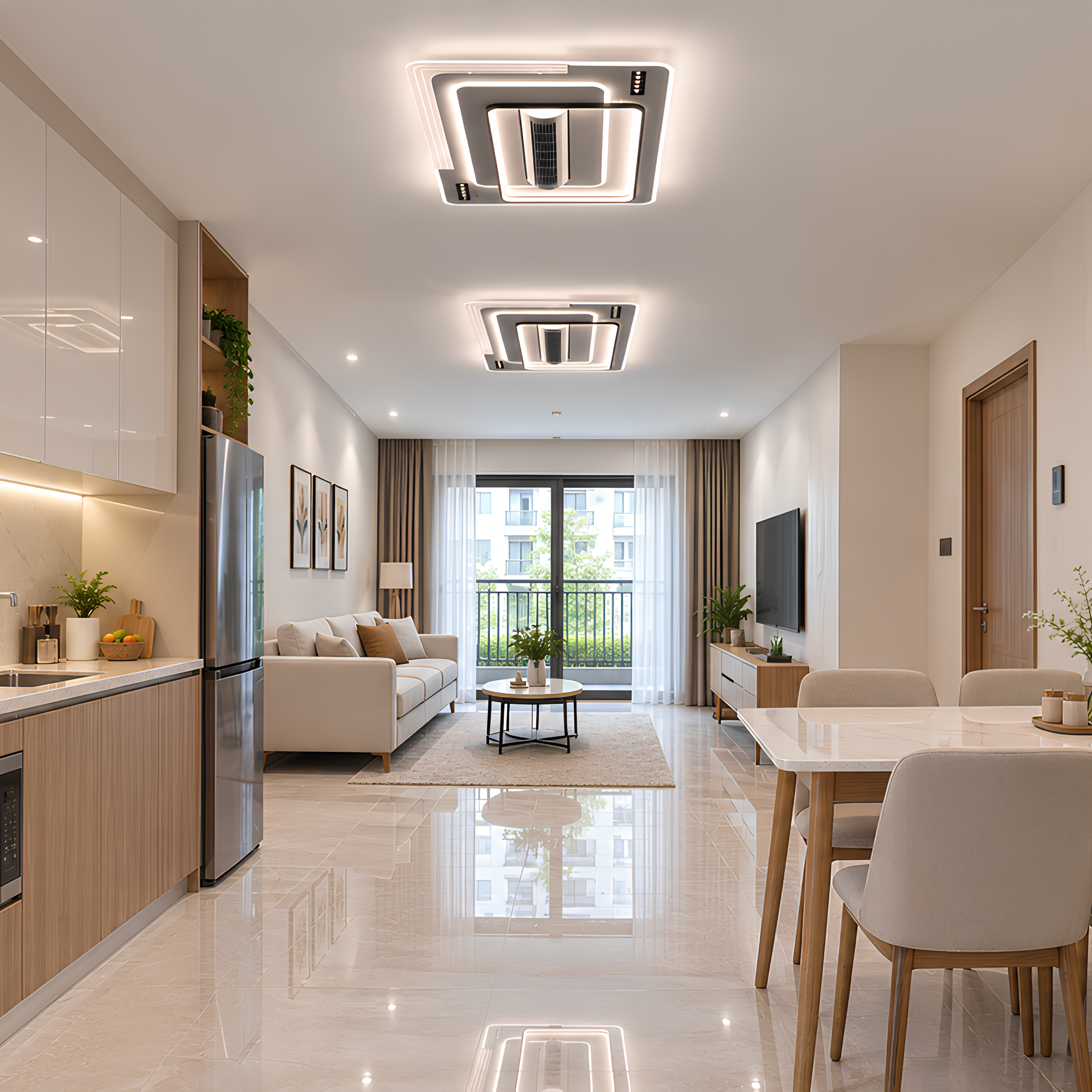 Đèn quạt trần không cánh cho khách sạn căn hộ hiện đại
