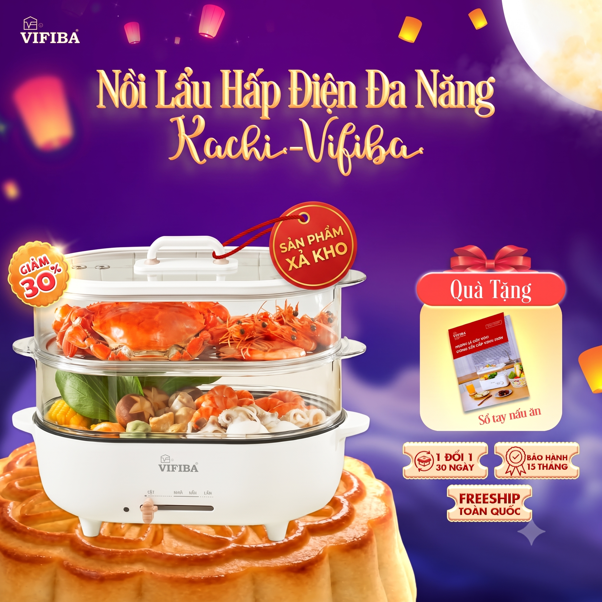 Nồi trên lẩu dưới hấp đa năng Kachi