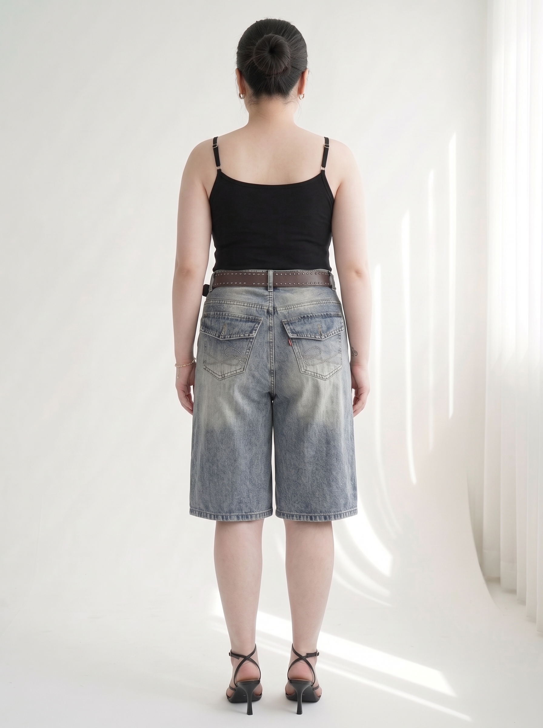 Quần Lửng Jean Túi Hộp Thêu Bigsize Dáng A Rộng - Xanh Nhạt, Xanh Đậm - Vừa 55–90kg - T-QSJ76_thumbnail_4