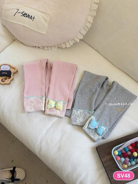 SV107 - Legging màu ghi đính nơ 7-Seven | size 90-130 |. 9838