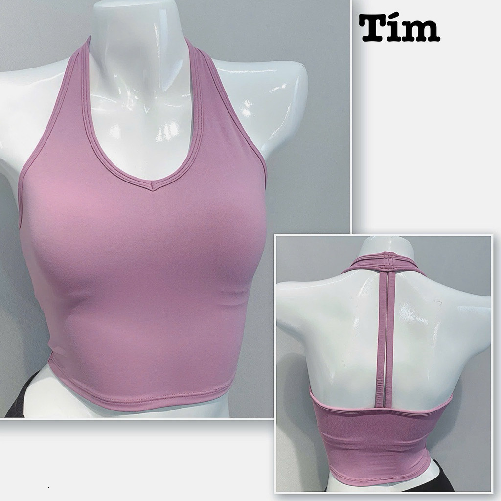 Yumii Sportswear Áo Croptop Thể Thao Tập Gym Yoga Nữ Không Tay Dáng Yếm Ôm Body Vải Thun Lạnh Co Giãn Thấm Hút_thumbnail_2