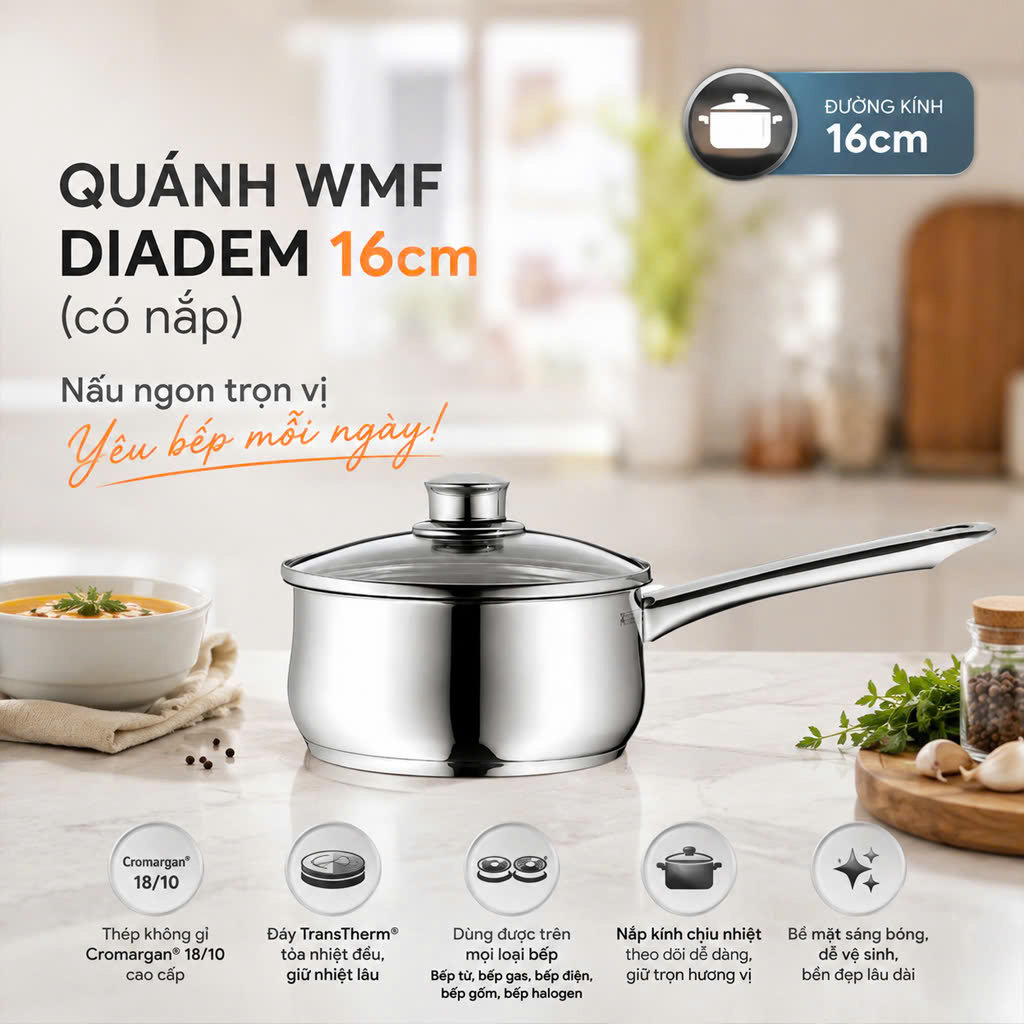 Quánh có nắp WMF DIADEM 16CM