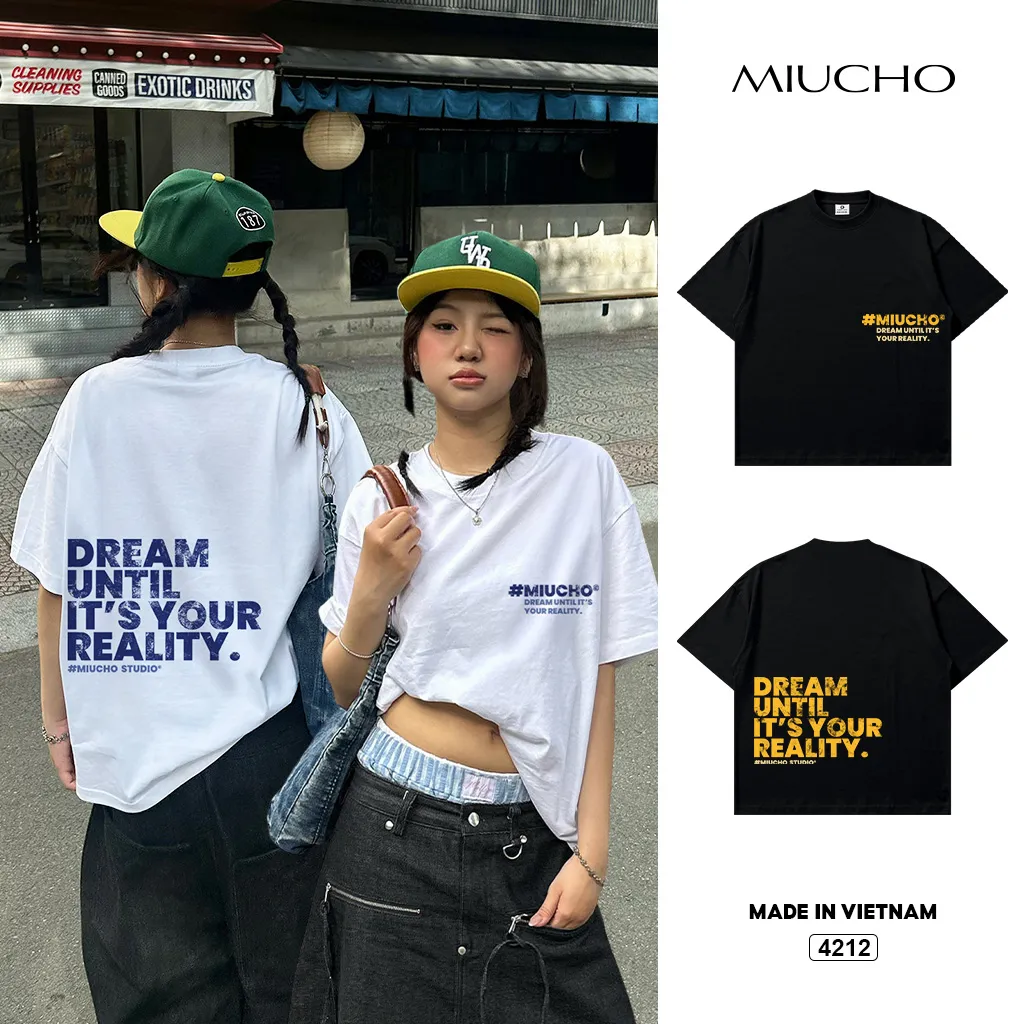 Áo thun boxy unisex phong cách đường phố Miucho 4212
