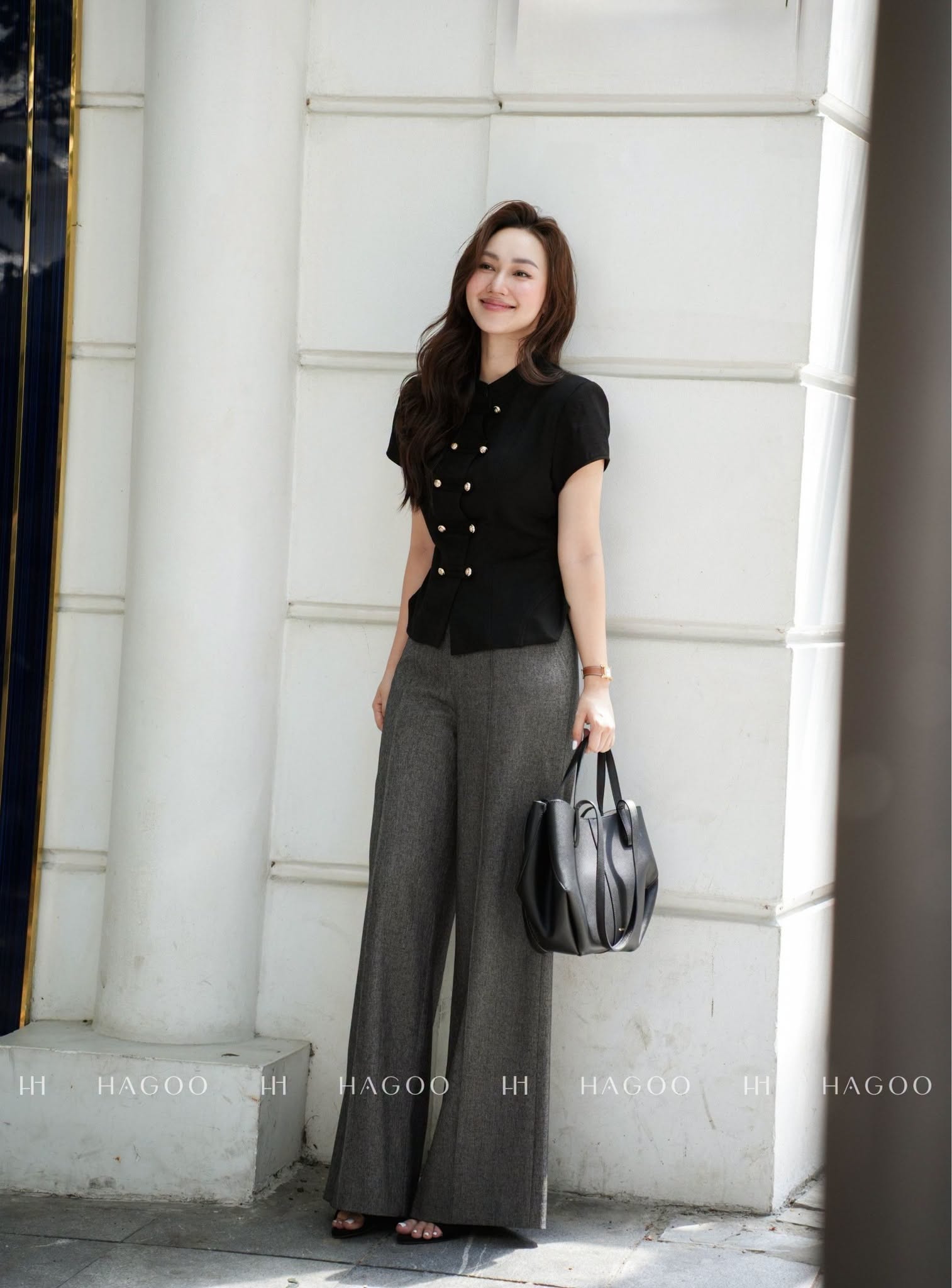 HAGOO journalist's jacket with decorative buttons.