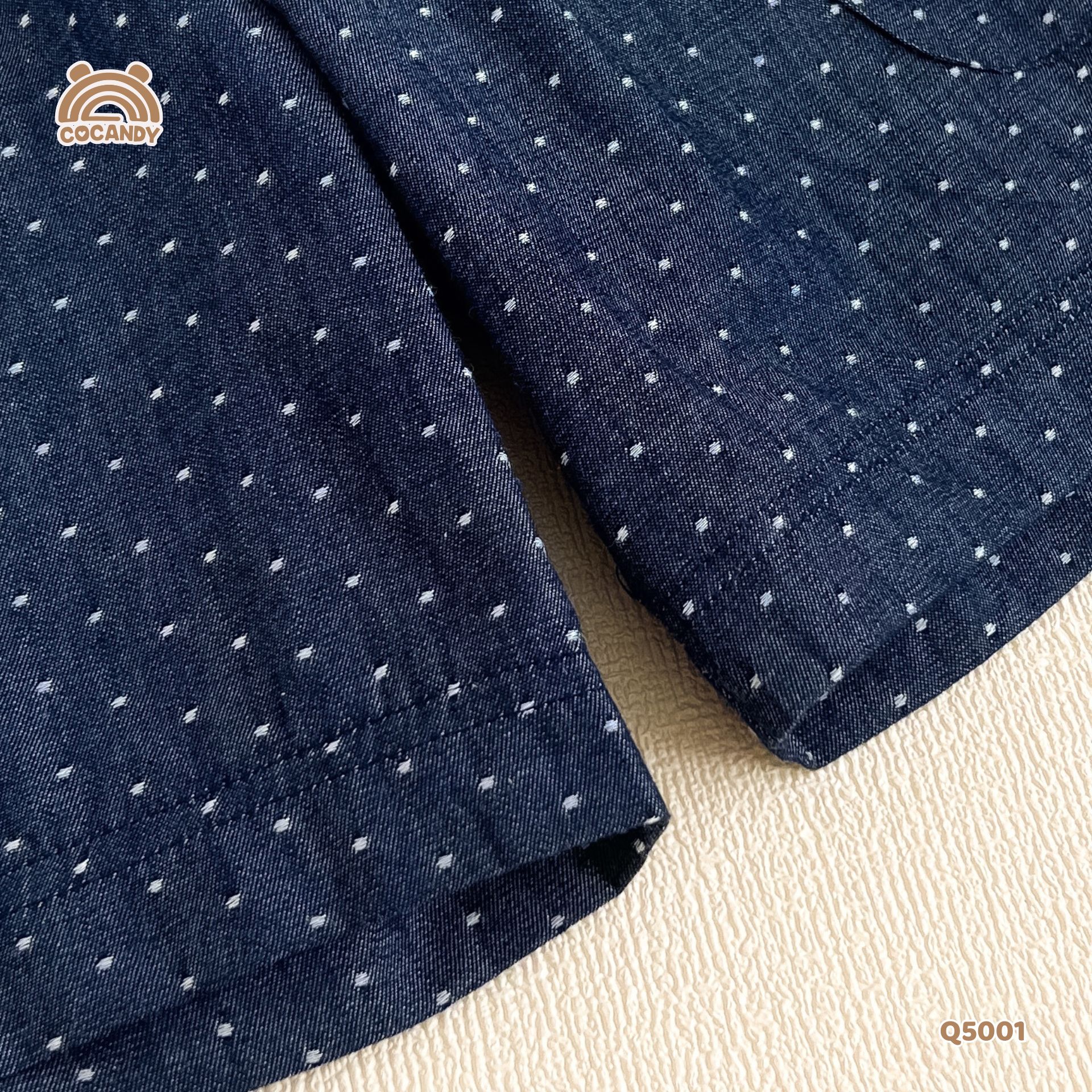 Quần lửng XANH denim chấm bi phối nơ_thumbnail_4