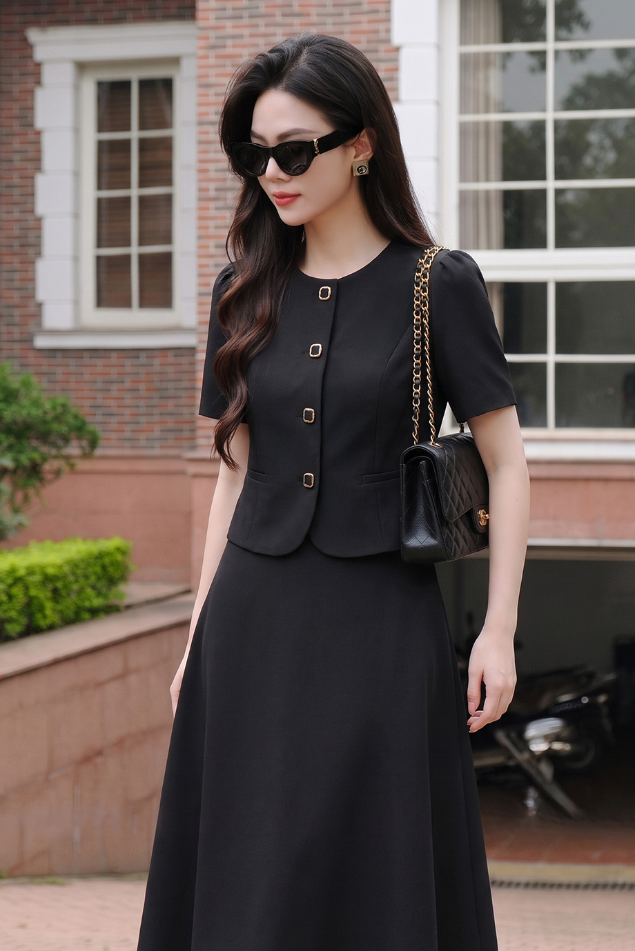 Áo sơ mi kí giả croptop 26109 đen