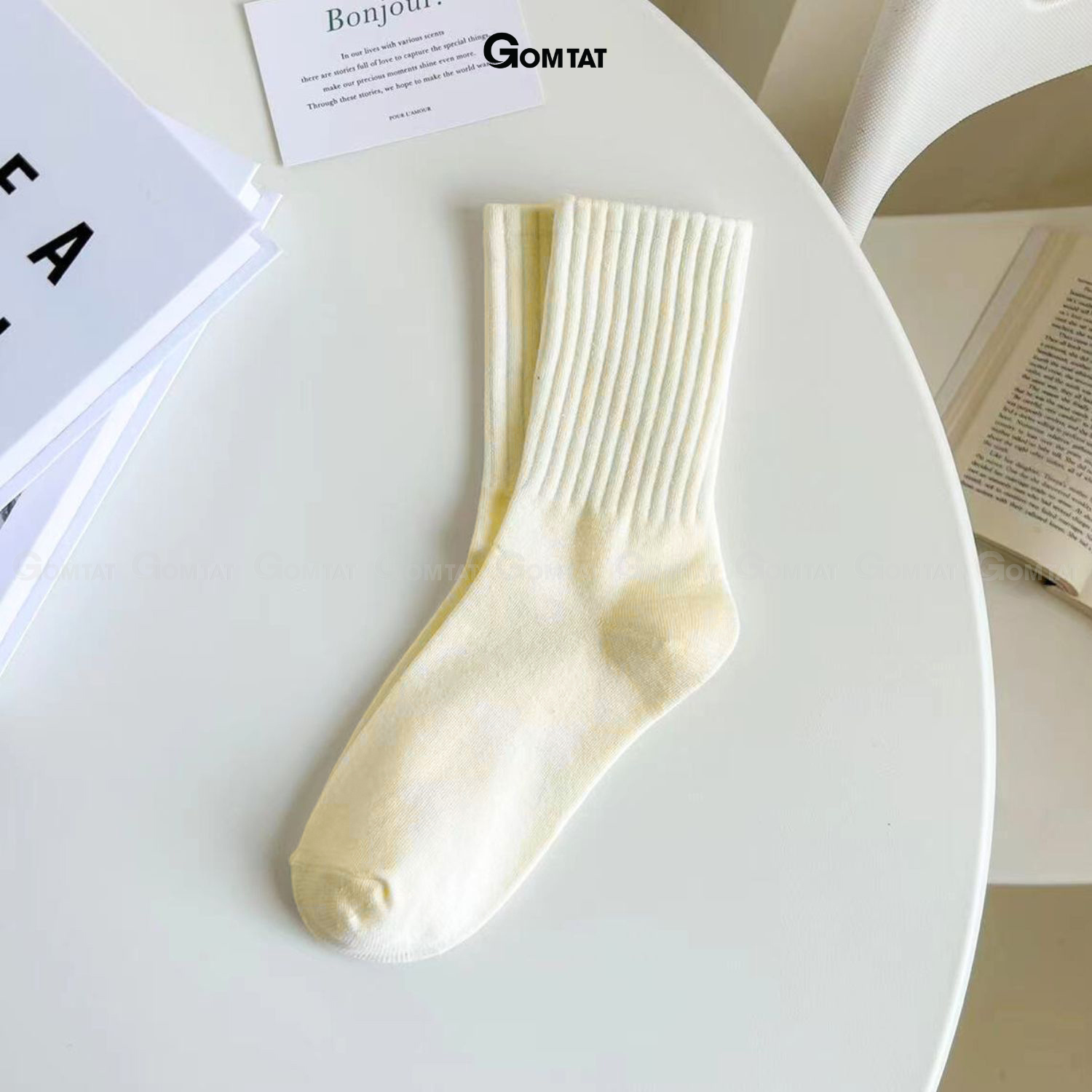 Combo tất cổ cao trơn sọc gân GOMTAT, vớ nữ cao cổ chất vải dày dặn êm ái, khử khuẩn thoáng khí - OAS-1701_thumbnail_11