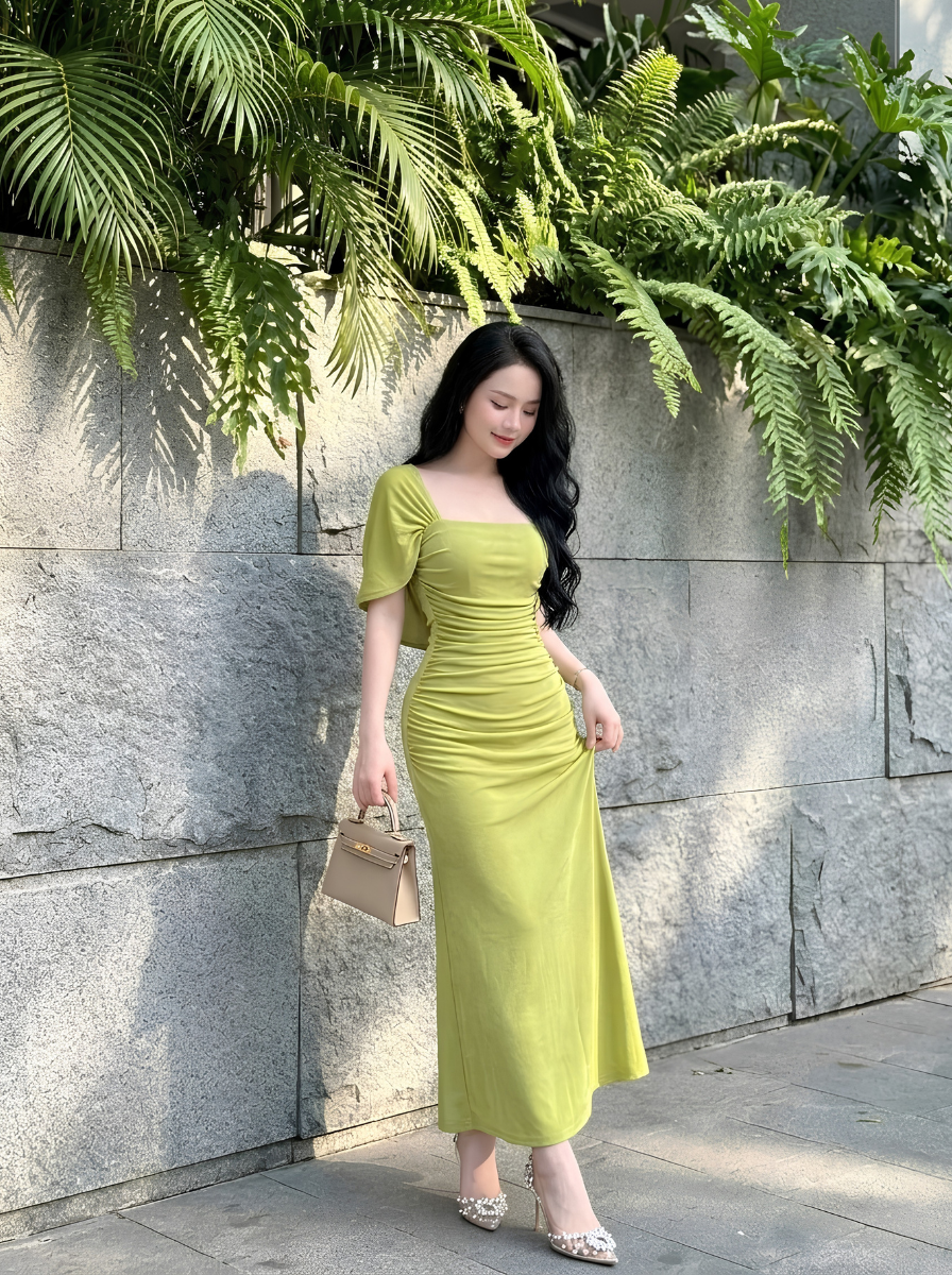 G63 - Đầm Cổ Vuông Tay Choàng Cánh Tiên Cao Cấp_thumbnail_13