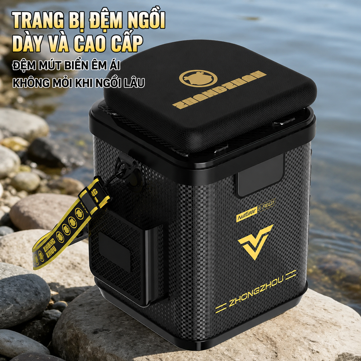 Thùng Câu Cá Mini Black Warrior Cao Cấp – Carbon EVA 21–22L Chống Nước, Ngồi Được, Siêu Bền_thumbnail_3