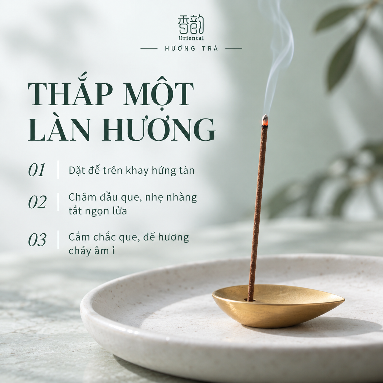 Tuyết Trà - Nhang thơm không tăm Oriental hương Bạch Trà, 30 que, tặng đế cắm_thumbnail_6