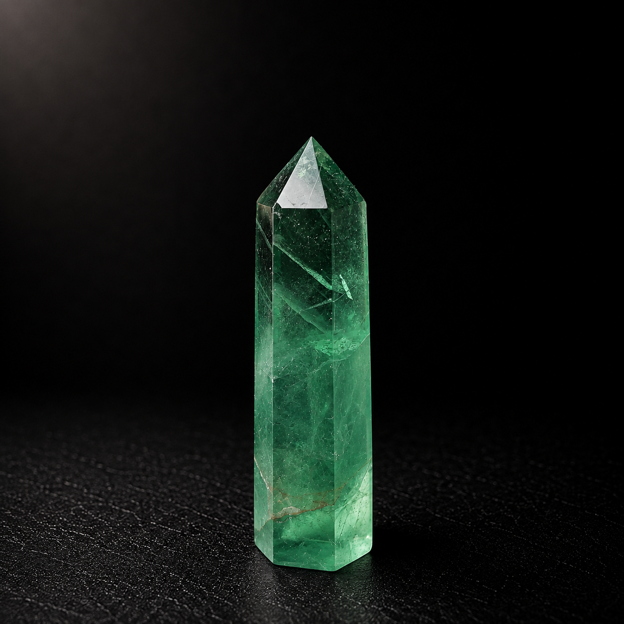 Trụ Đá Mài Bóng - Fluorite Xanh Lục (Có Nhiệt)