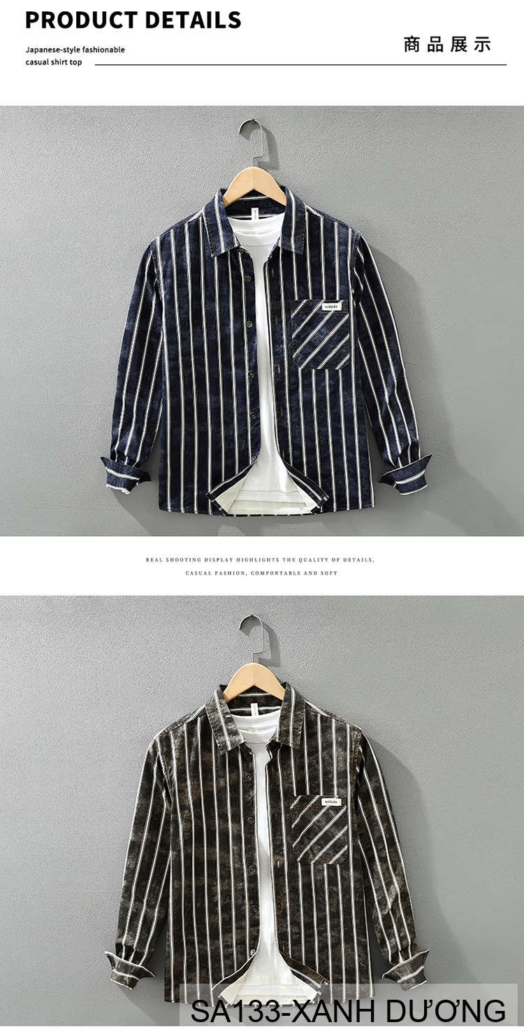SA133 - Áo sơ mi nam dài tay kẻ sọc retro Nhật Bản chất cotton mềm mại, form rộng thời trang_thumbnail_7