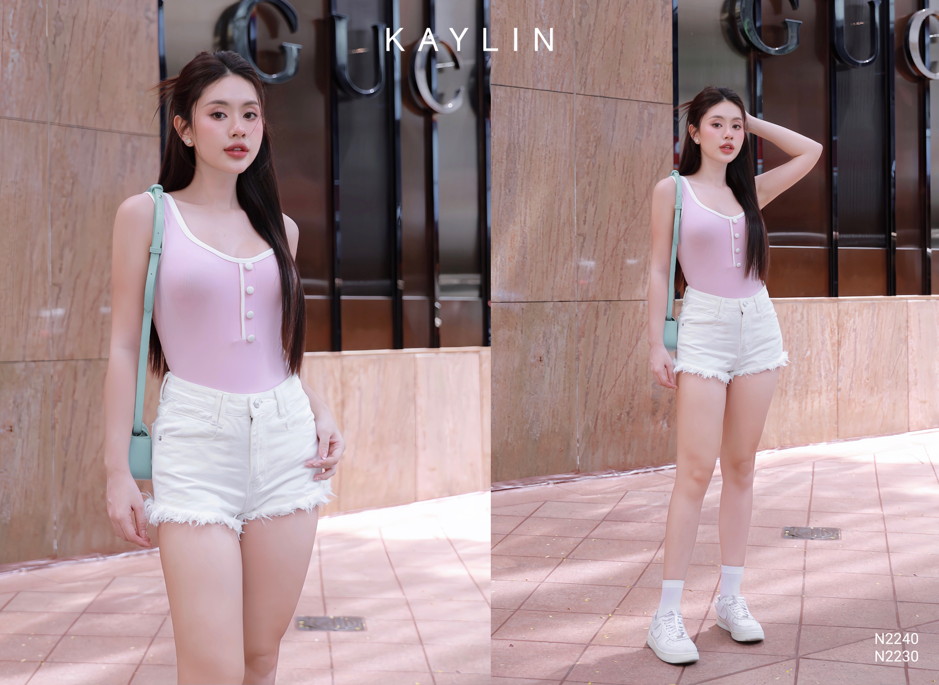 Bodysuit KAYLIN Viền Phối Nút