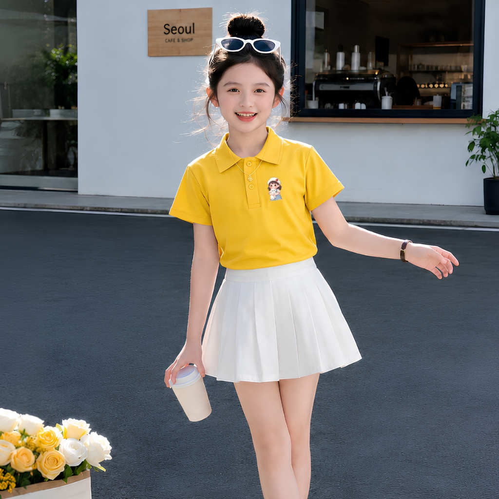 Áo polo bé gái in hình CÔ GÁI ÔM MÈO - Loza Kids PL3647_thumbnail_4