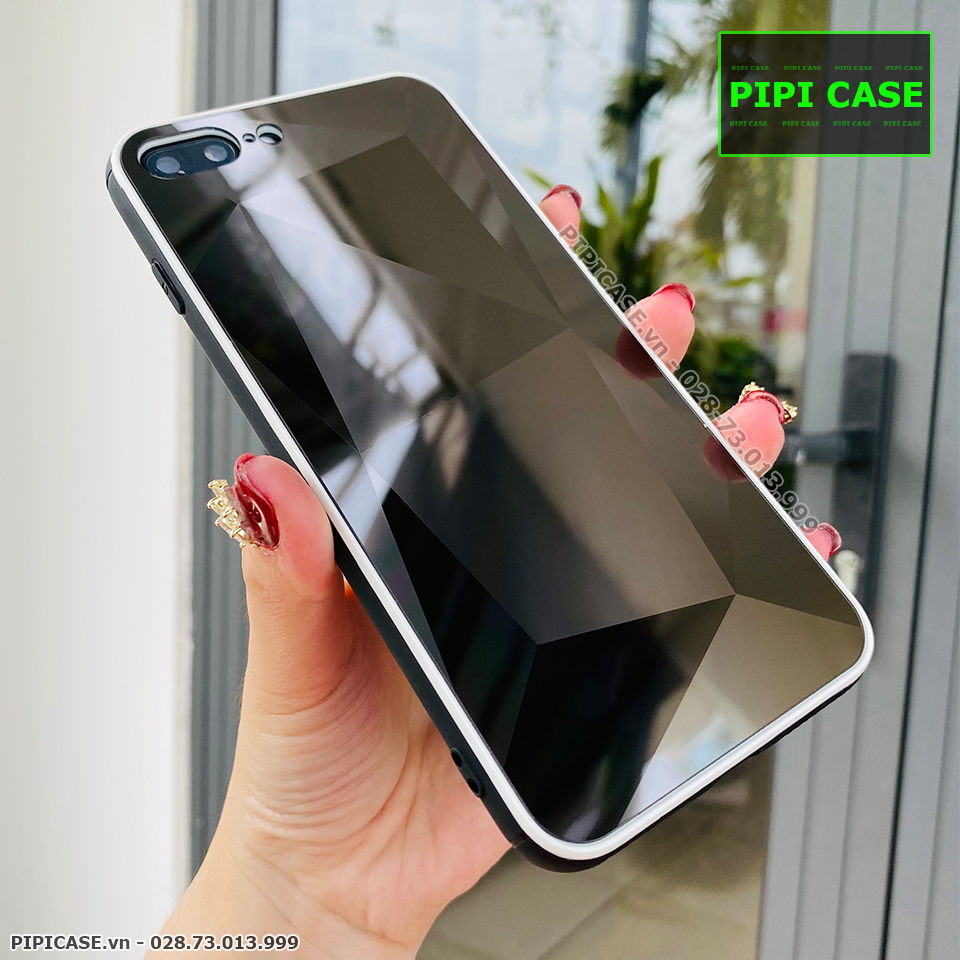 Ốp Lưng iPhone 7 Plus / 8 Plus - Kim Cương 6D - Đen Viền Trắng_thumbnail_2