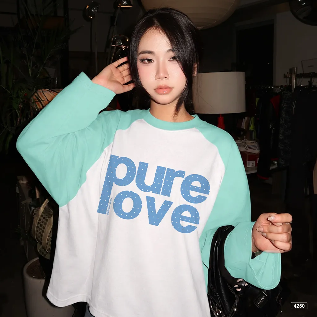 Áo thun nữ tay dài form boxy phối raglan Pure love Miucho 4250_thumbnail_5