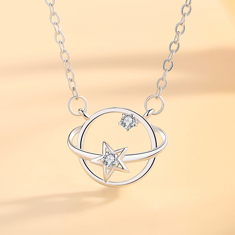 Dây Chuyền Bạc S925 Mẫu Hành Tinh Và Ngôi Sao Đính Đá Zircon Tinh Xảo HTT034VH Vàng Hồng_thumbnail_4