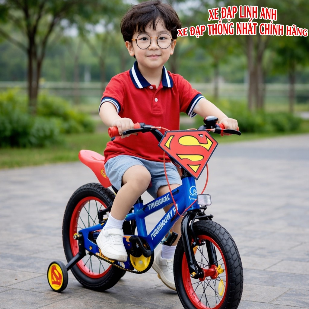 [Tặng Phụ Kiện]Xe Đạp Thống Nhất Trẻ Em Superman Chính Hãng - Xe Đạp Siêu Nhân Cho Bé Trai Chính Hãng