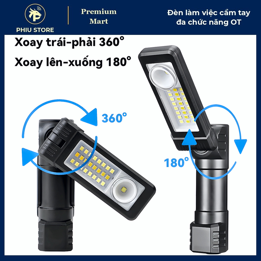 Đèn Làm Việc Cầm Tay XPE/COB 30W - Đèn Pin Sạc Chiếu 300m, Pin 6-9 Giờ_thumbnail_4