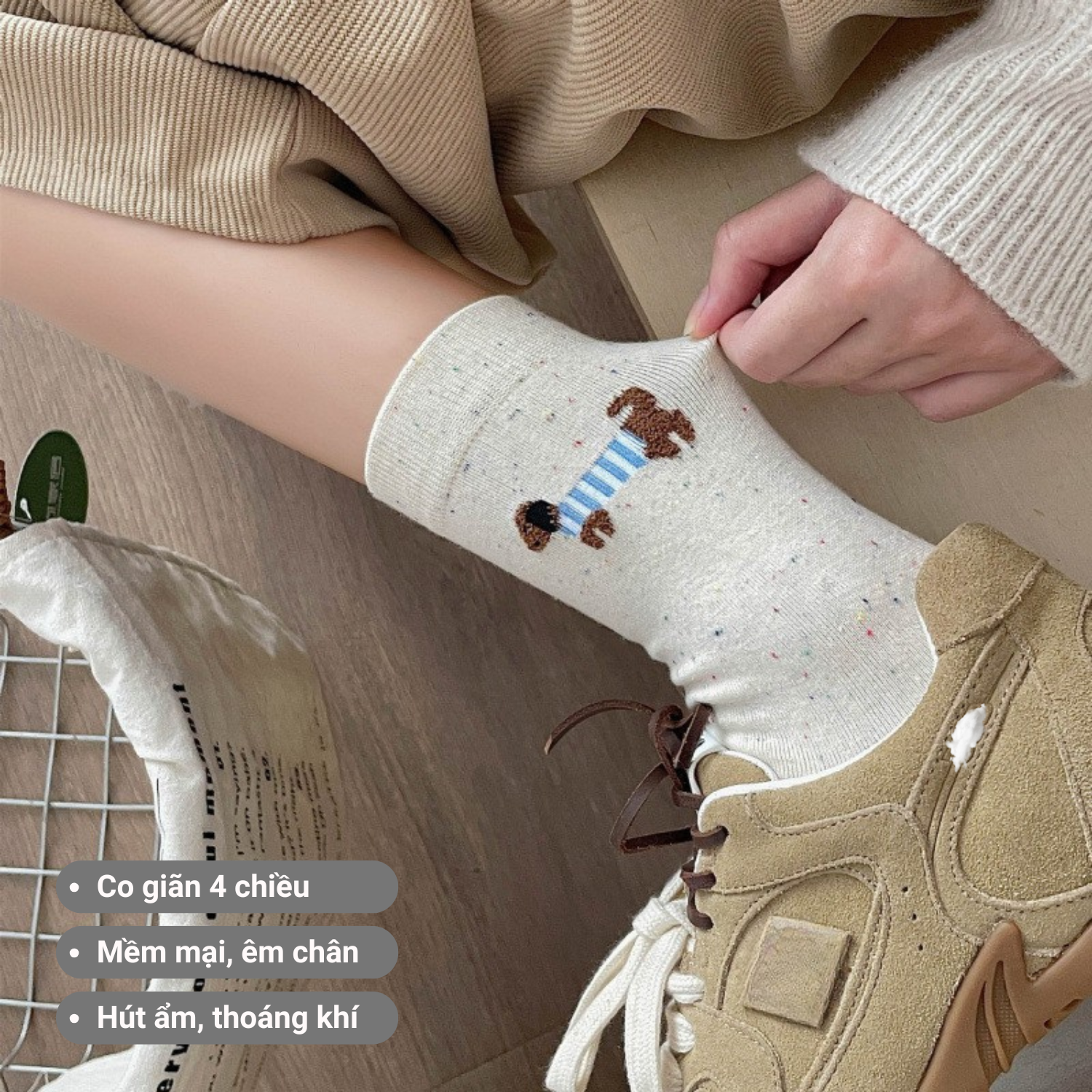 Set 5 đôi tất cao cổ nữ họa tiết thú cưng dễ thương GOMTAT, vớ chân cute chất cotton mềm mịn, co dãn – JIN-2516_thumbnail_8