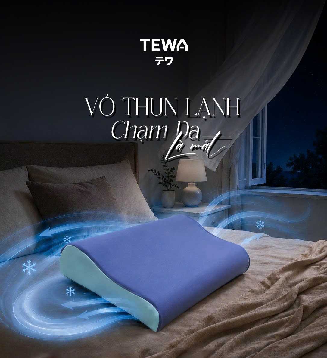GỐI CÔNG THÁI HỌC GEL BĂNG LẠNH 50x30x10x7CM TEWA