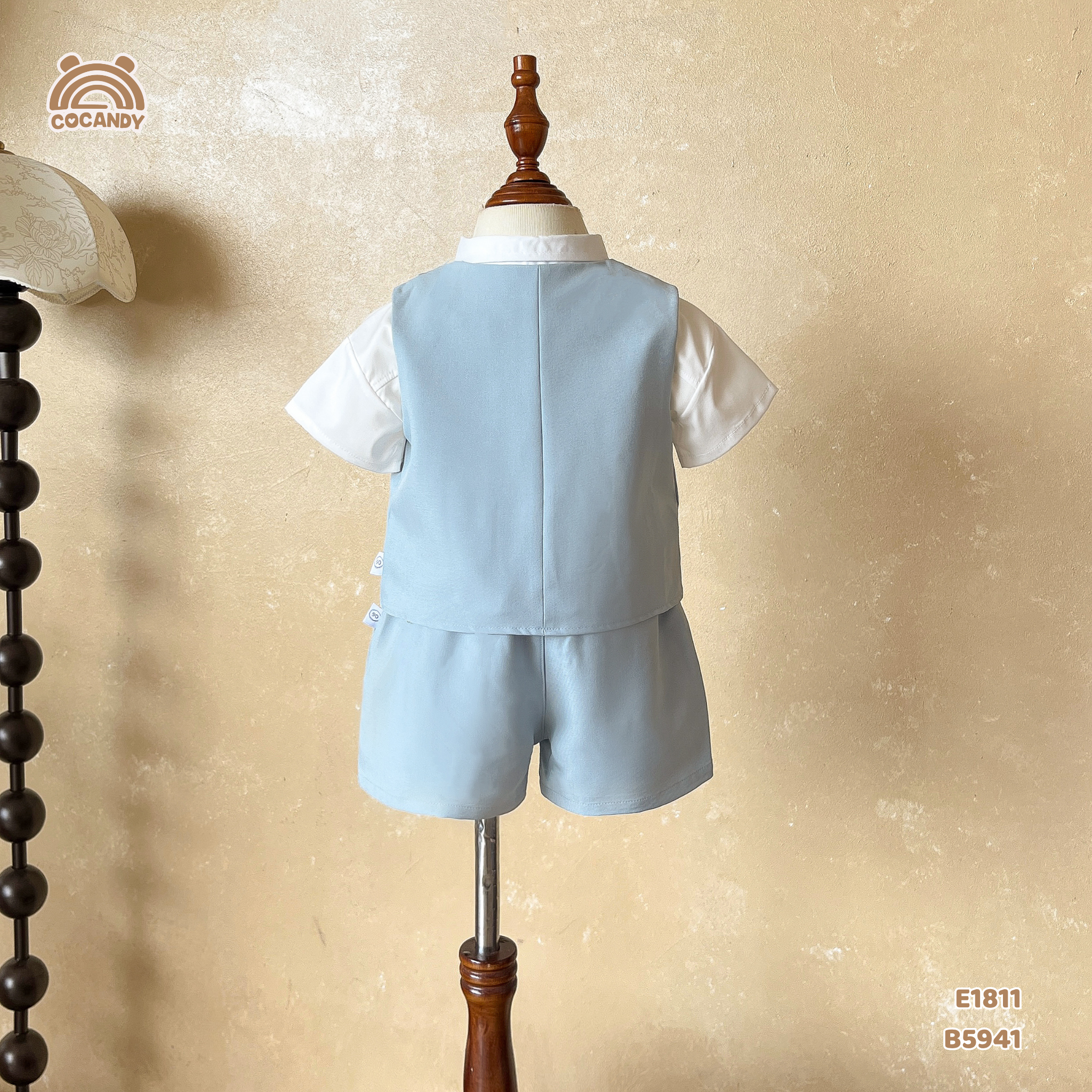 Bộ gile cộc XANH MINT ốp túi kèm NƠ_thumbnail_2
