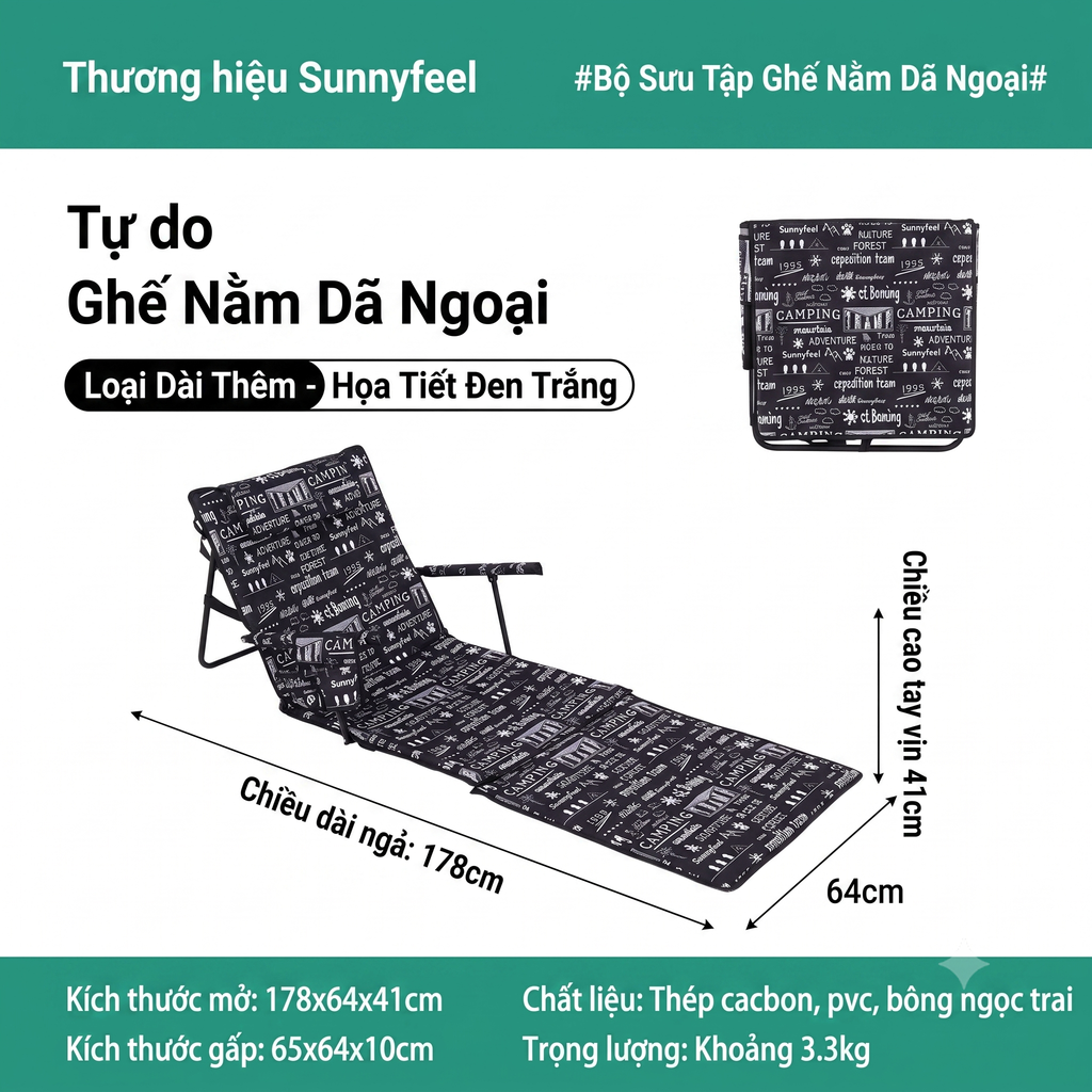 Ghế Bệt Tựa Lưng Gấp Gọn Sunnyfeel Bản Dài – Dã Ngoại Đa Năng_thumbnail_4