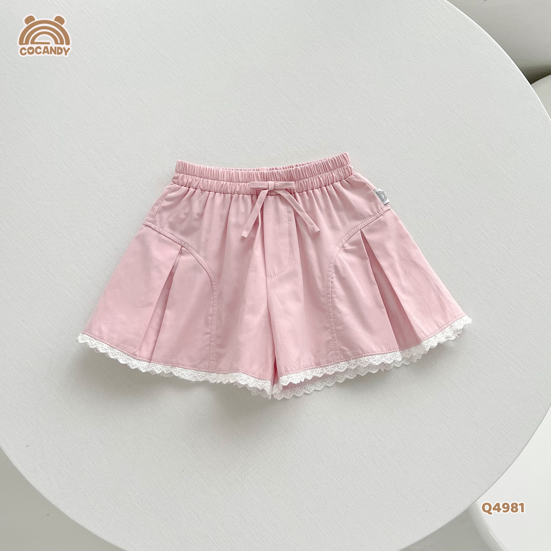 Quần cộc kaki HỒNG xếp ly phối nơ_thumbnail_1