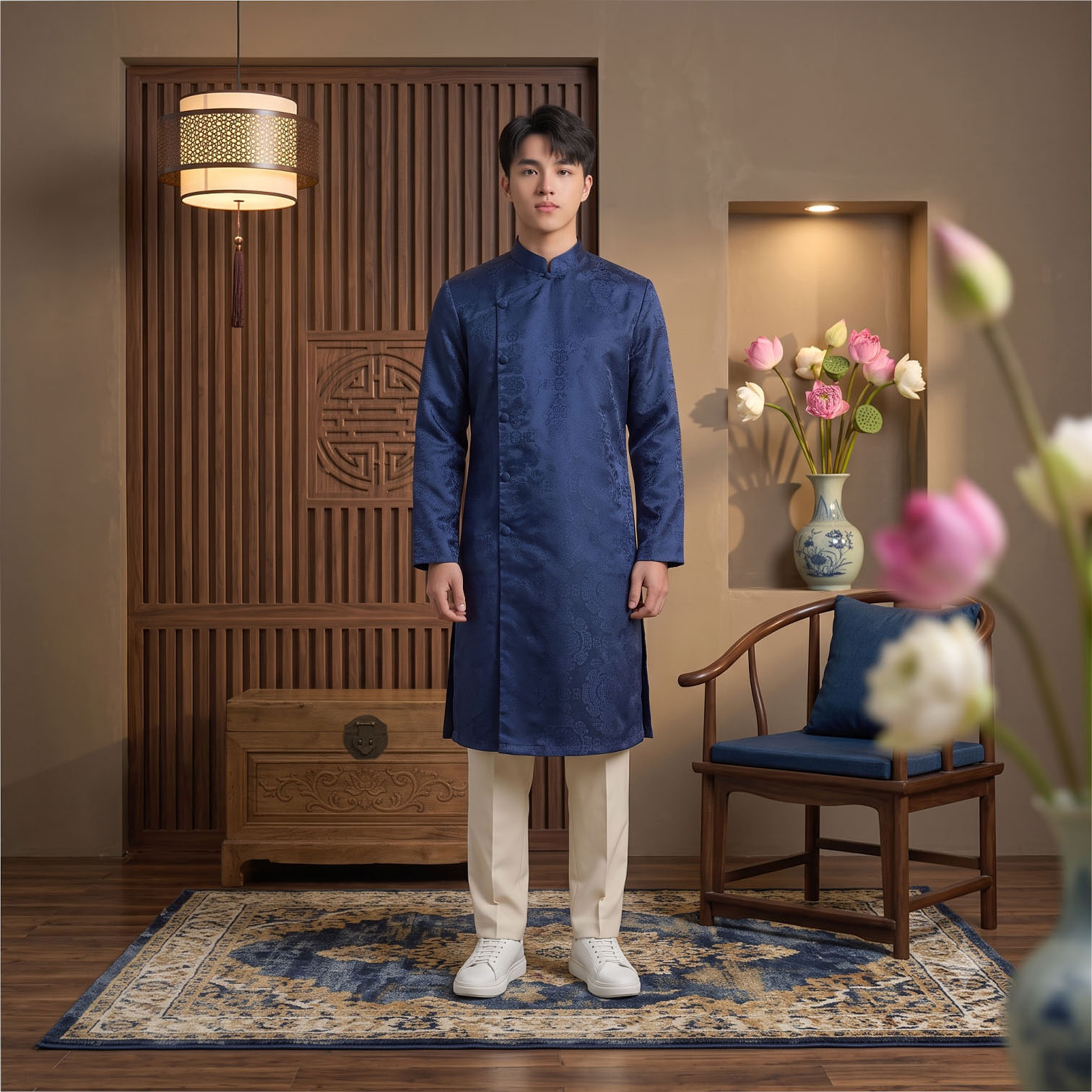 Áo Dài Nam Cách Tân Gấm Vân Cao Cấp NA26-17_thumbnail_7