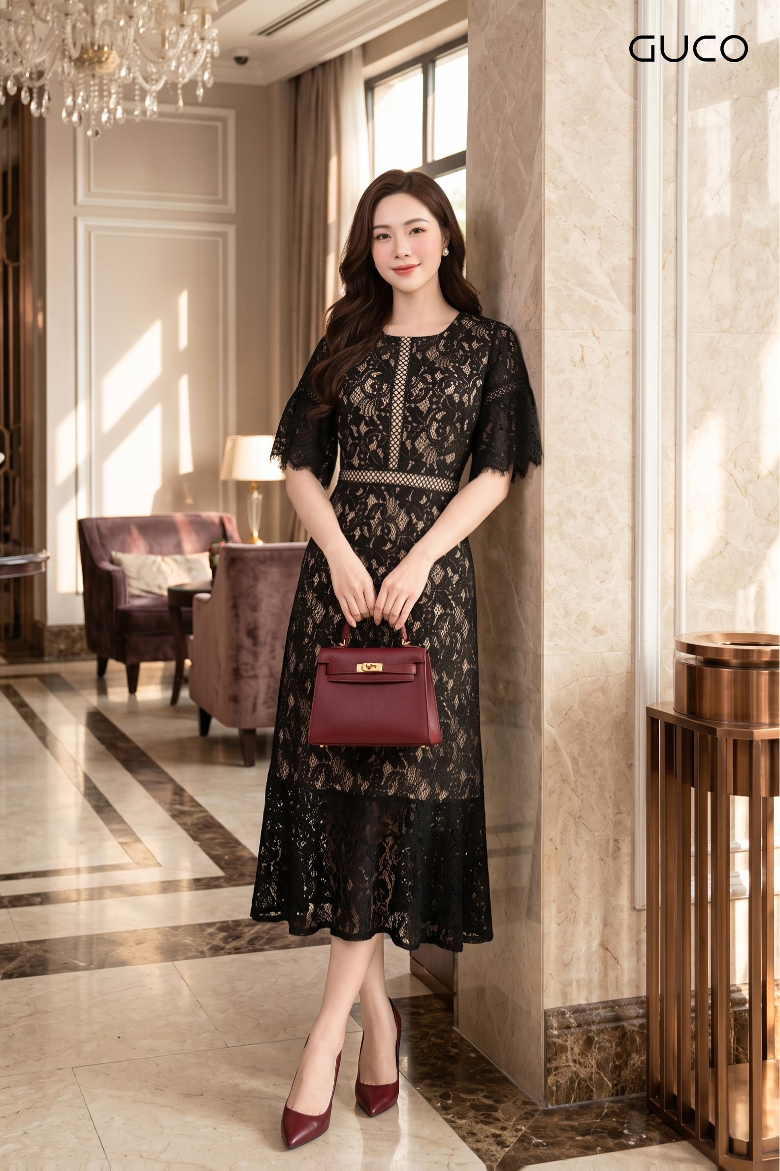 Đầm Dự Tiệc Đuối Cá Phối Ren Đen - 5279_thumbnail_2