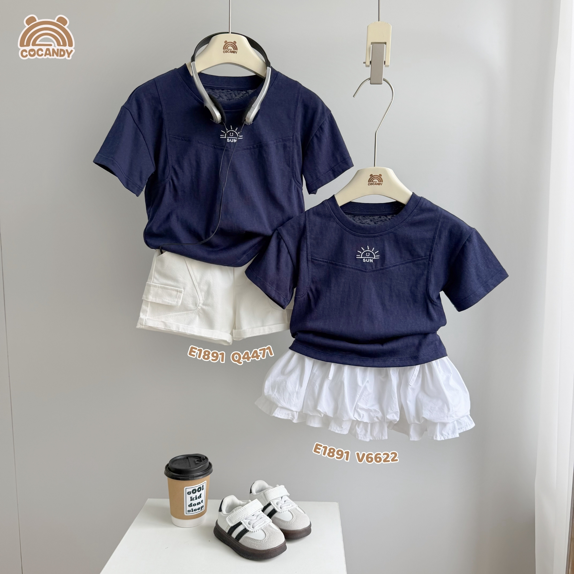 Áo cộc cotton XANH THAN mặt trời