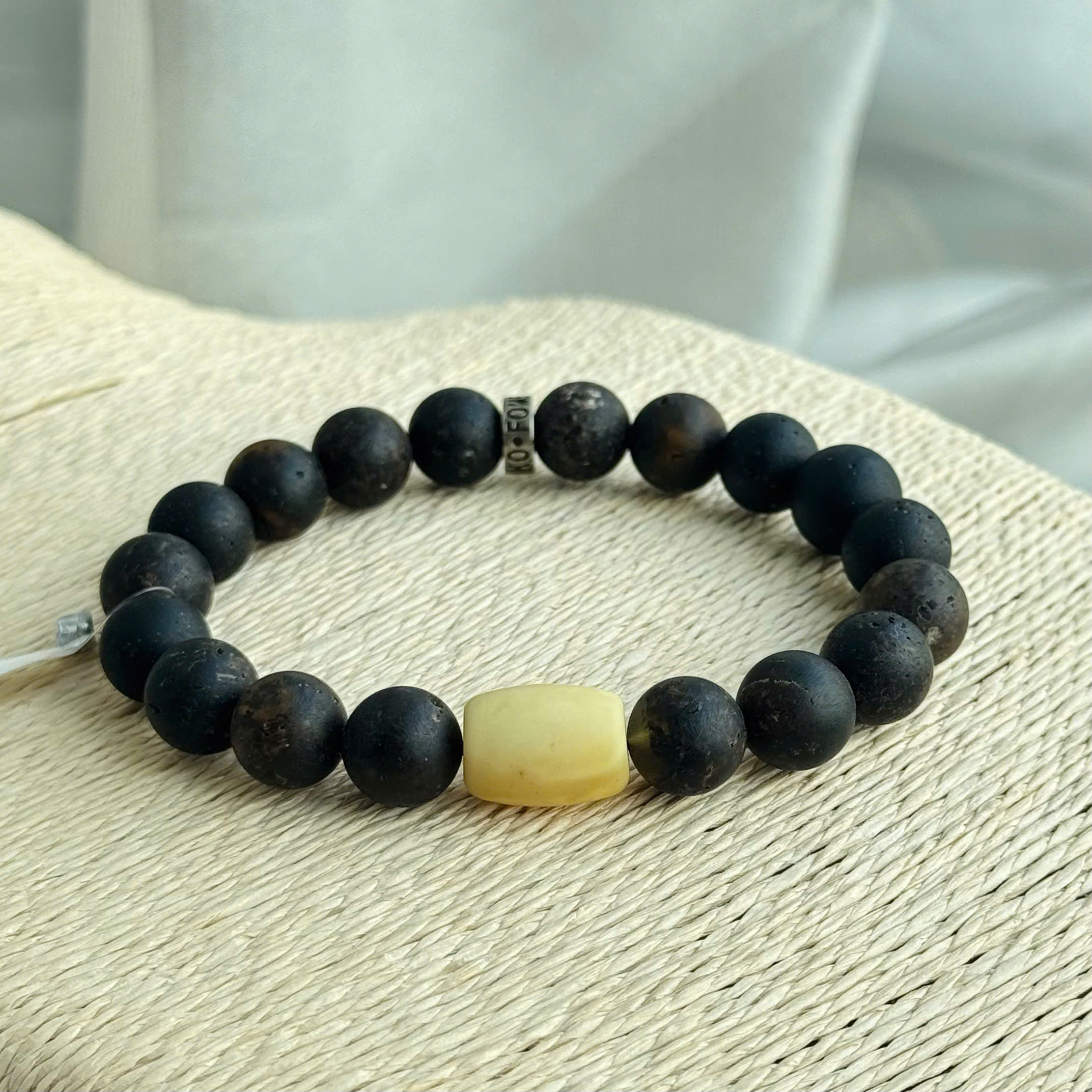 Lắc Tay Hổ Phách Rêu Đầm Lầy Mài Lì Phối Lu Hoàng Gia - Mã 2352