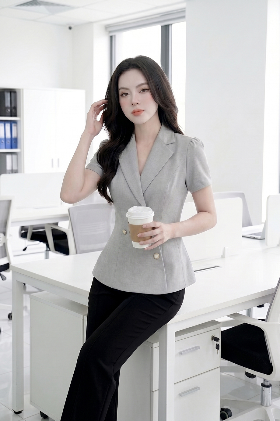 Áo sơ mi vạt chéo 26114