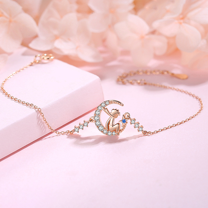 Lắc Tay Bạc S925 Đính Đá Zircon Hoàng Tử Bé Ngắm Trăng HTT041_thumbnail_4