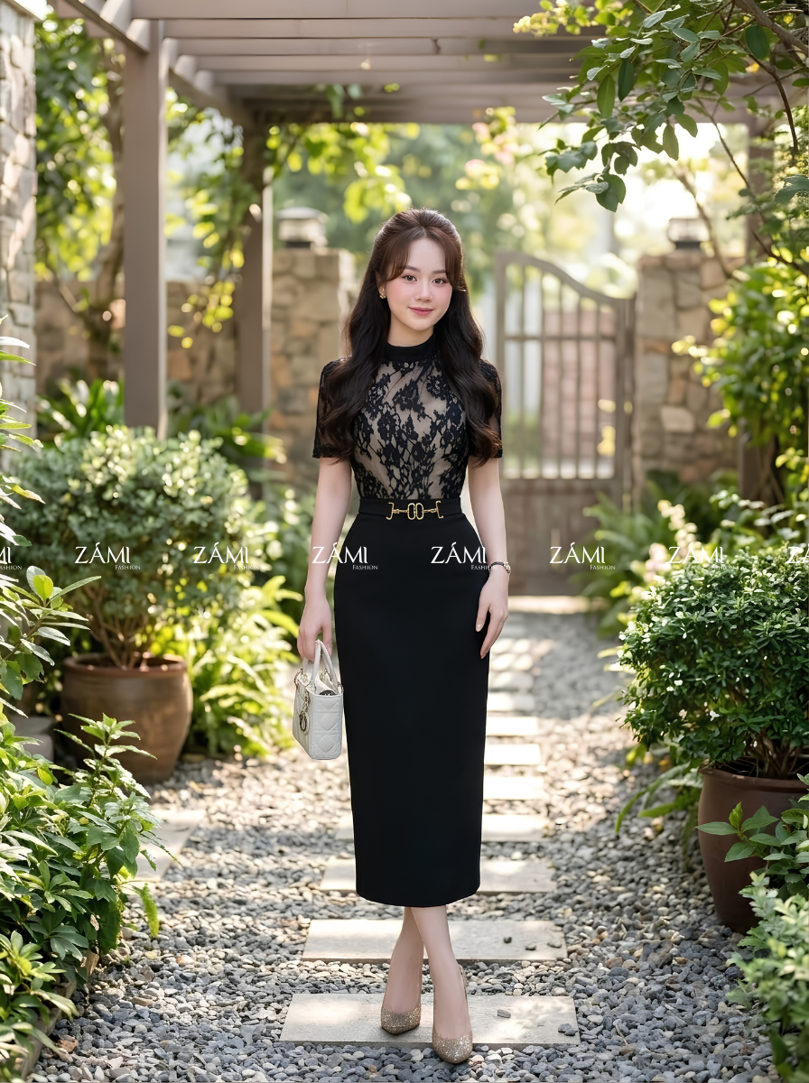 G58 - Đầm Dự Tiệc Phối Ren Sang Trọng_thumbnail_3