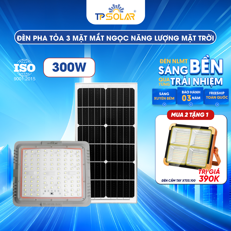 Đèn pha mắt ngọc tỏa 3 mặt năng lượng mặt trời TP SOLAR DP05