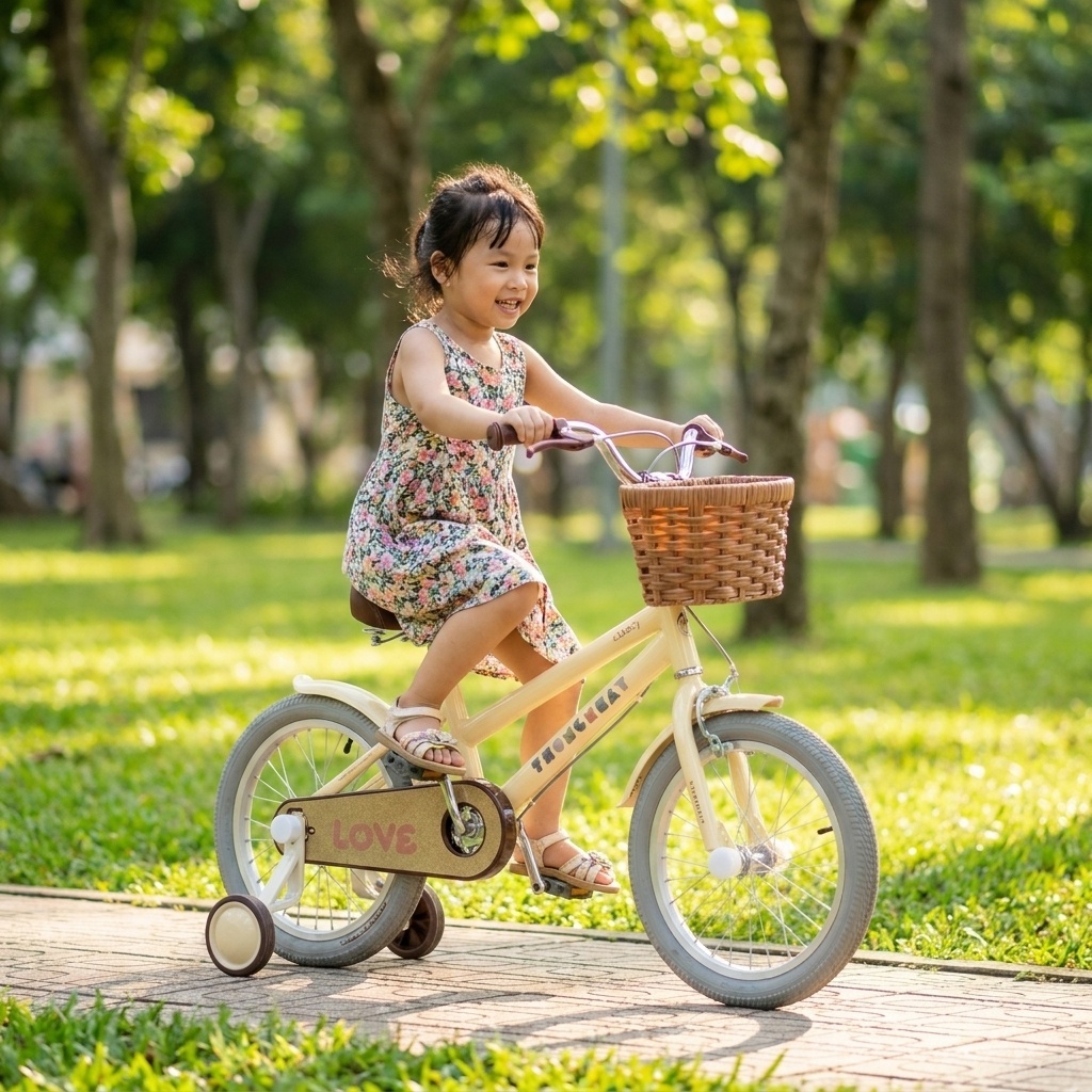 Xe Đạp Trẻ Em Thống Nhất  LOVE Cho Bé Gái Mầm Non Học Sinh [TẶNG PHỤ KIỆN] xinh xắn đáng yêu