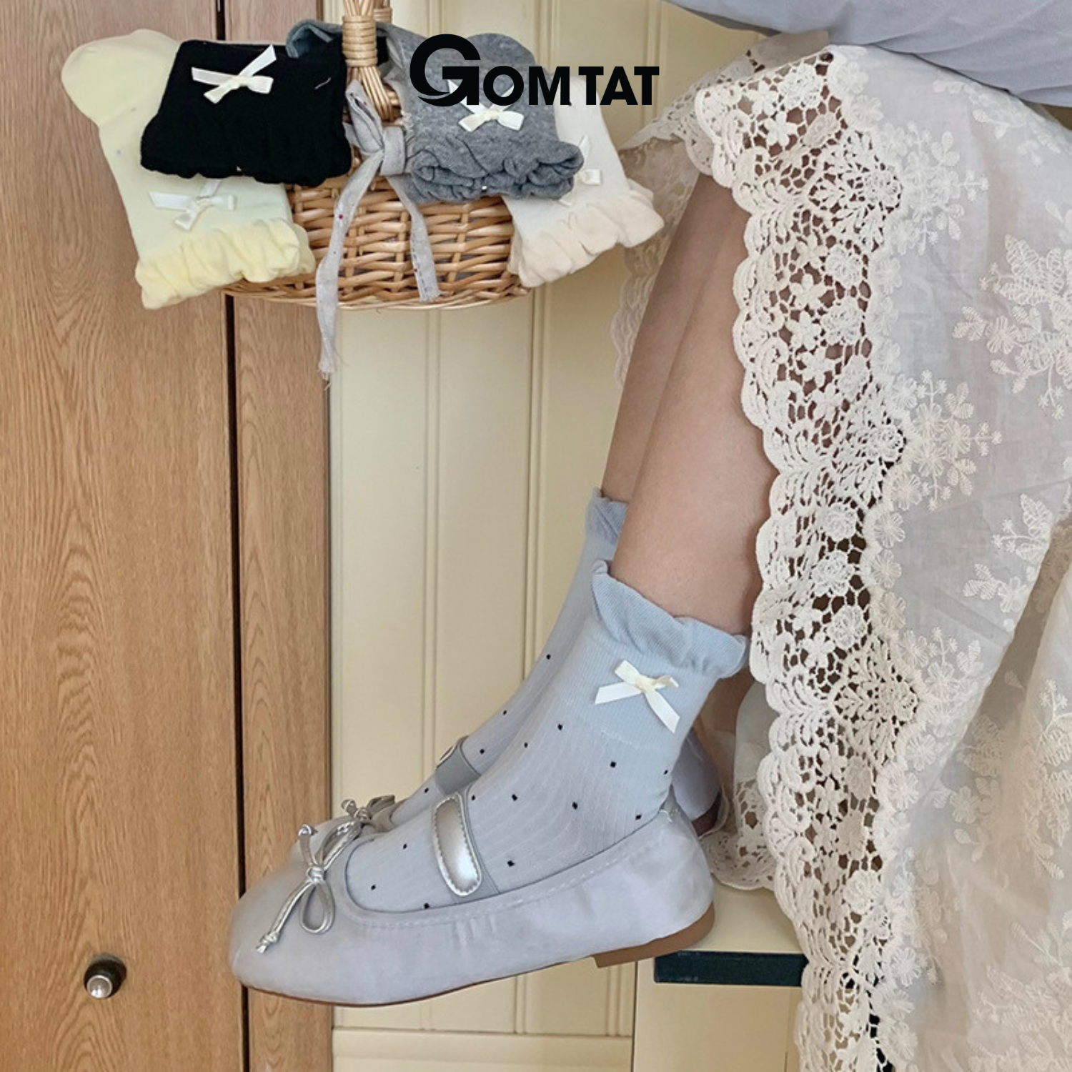 Set 5 đôi tất lolita phối nơ GOMTAT, vớ nữ phối nơ họa tiết chấm bi phong cách Hàn Quốc hot trend - ZFK-B011-CB5_thumbnail_3