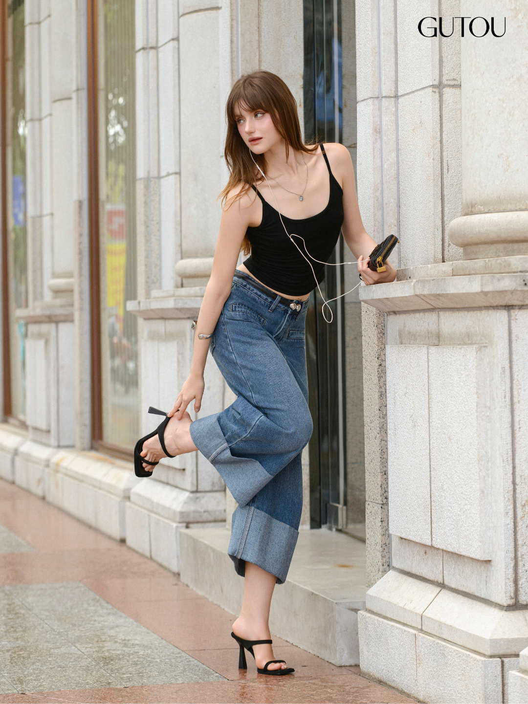 [ GUTOU ] Quần Jean Suông Lai Gập Túi Kiểu Casual Streetwear_thumbnail_5