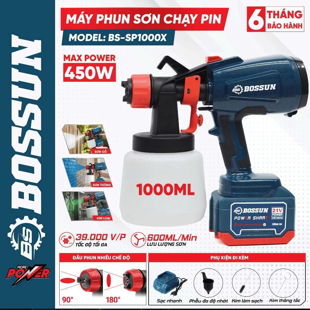 Máy Phun Sơn Pin BOSSUN BS450 450W – Bình Sơn 1000ml, Phun Sơn Cầm Tay Đa Năng_thumbnail_3