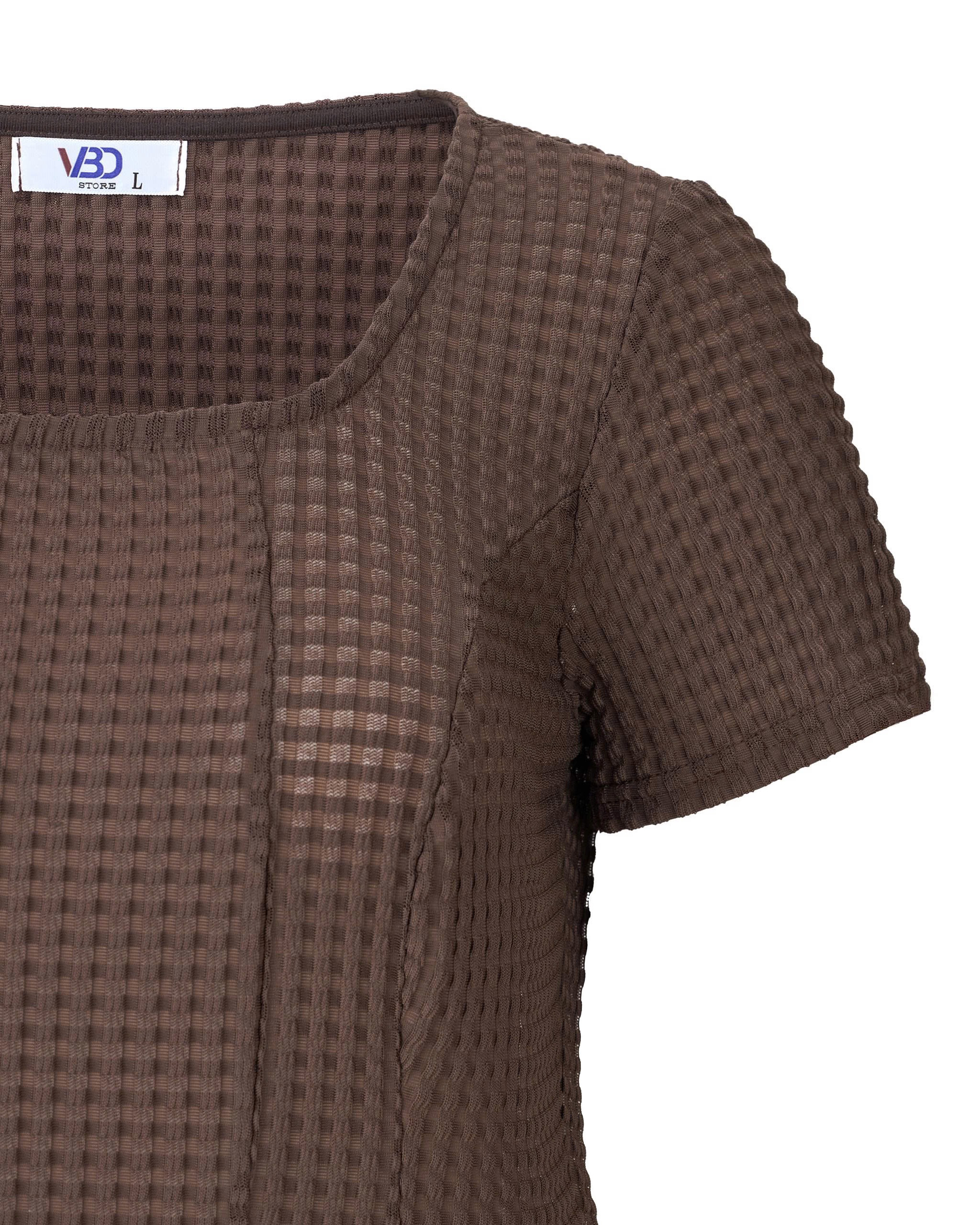 Áo Thun Kiểu Vạt Bầu Bigsize Dáng Ôm Cổ Vuông Rã Mảnh Co Giãn Tốt - Nâu - Vừa 55–90kg - V-AK121_thumbnail_6