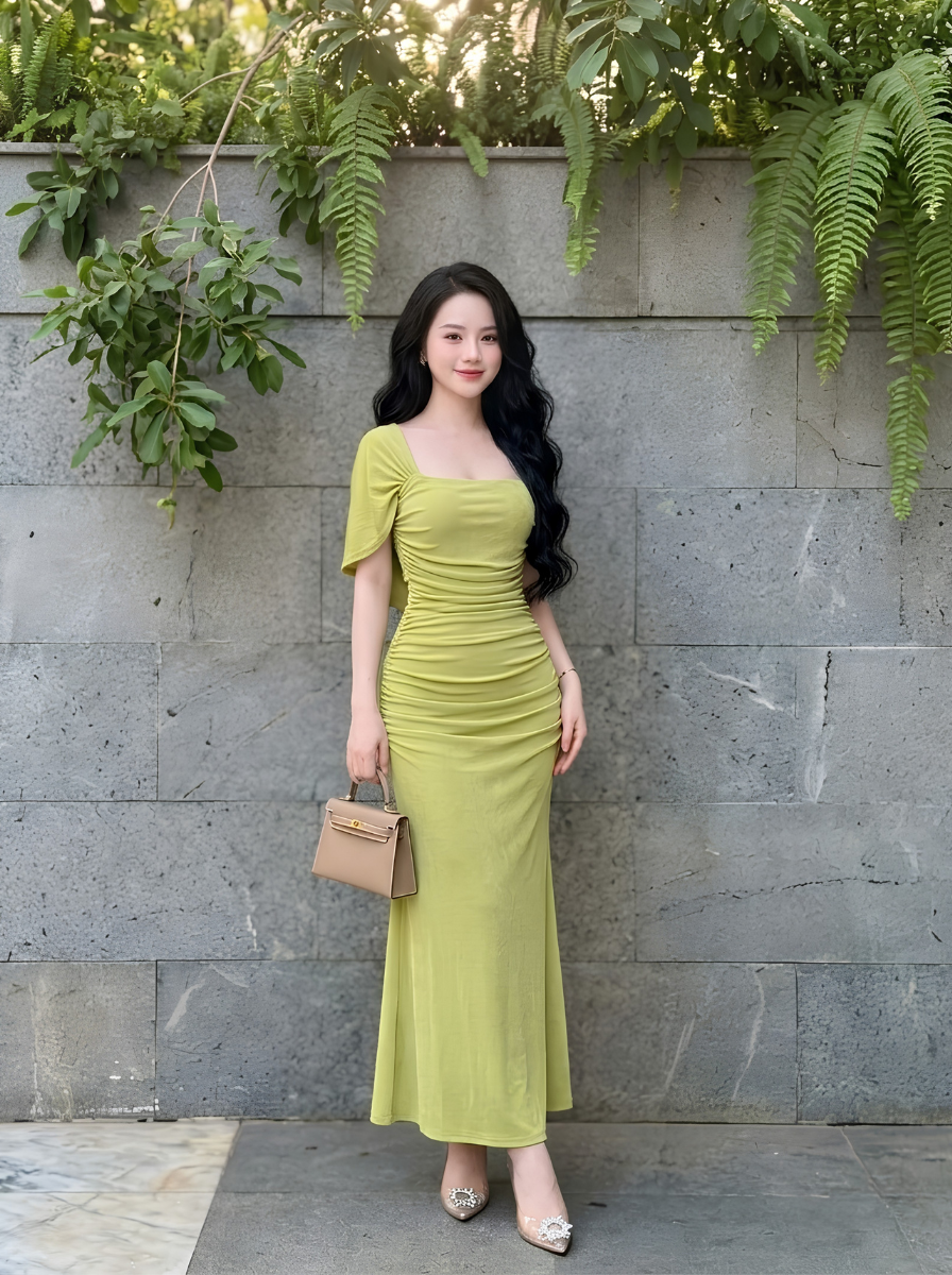 G63 - Đầm Cổ Vuông Tay Choàng Cánh Tiên Cao Cấp_thumbnail_12