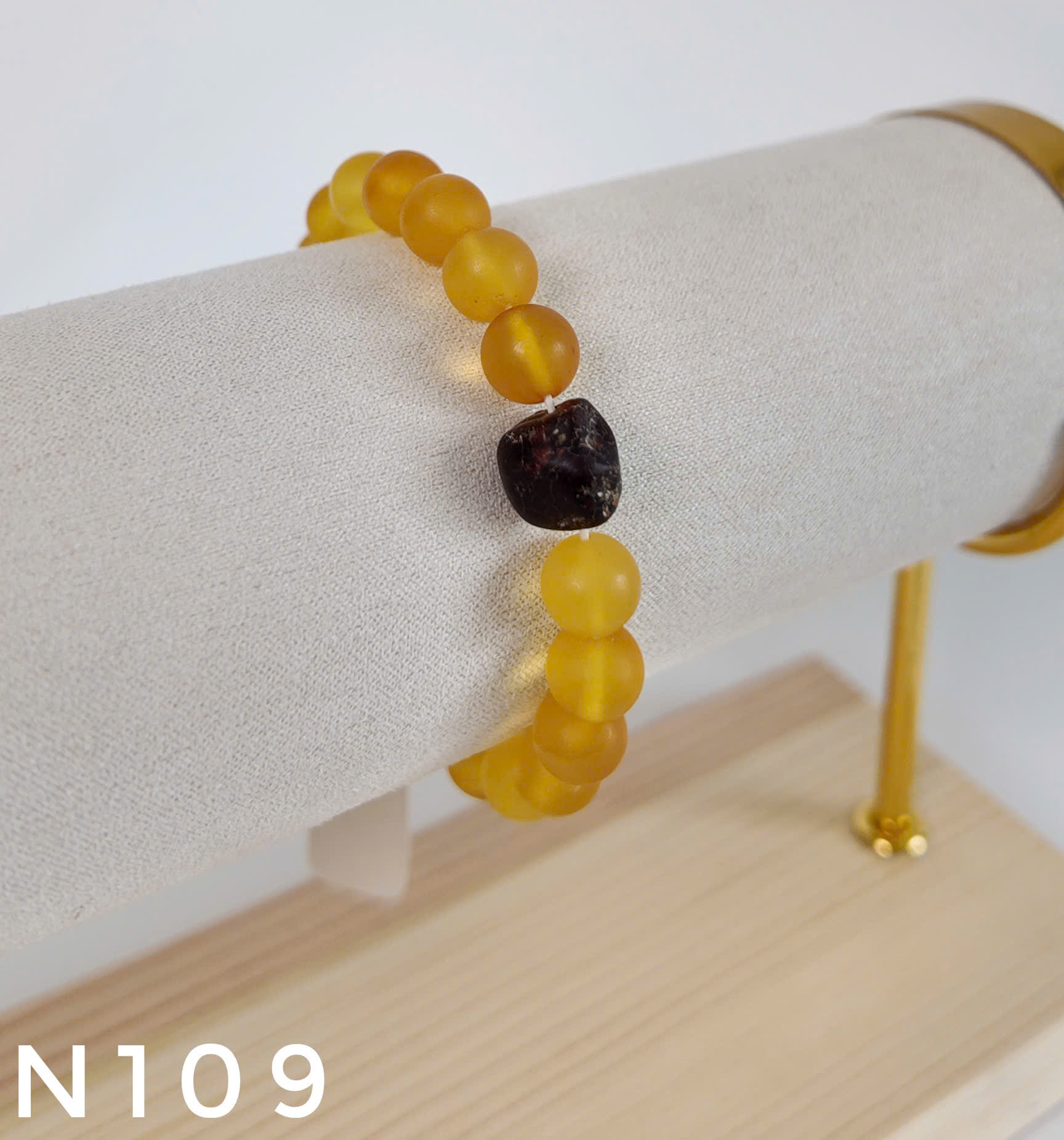 Vòng Tay Hổ Phách Mật Lạp Mix Rêu Đầm Lầy Thô – N109_thumbnail_2