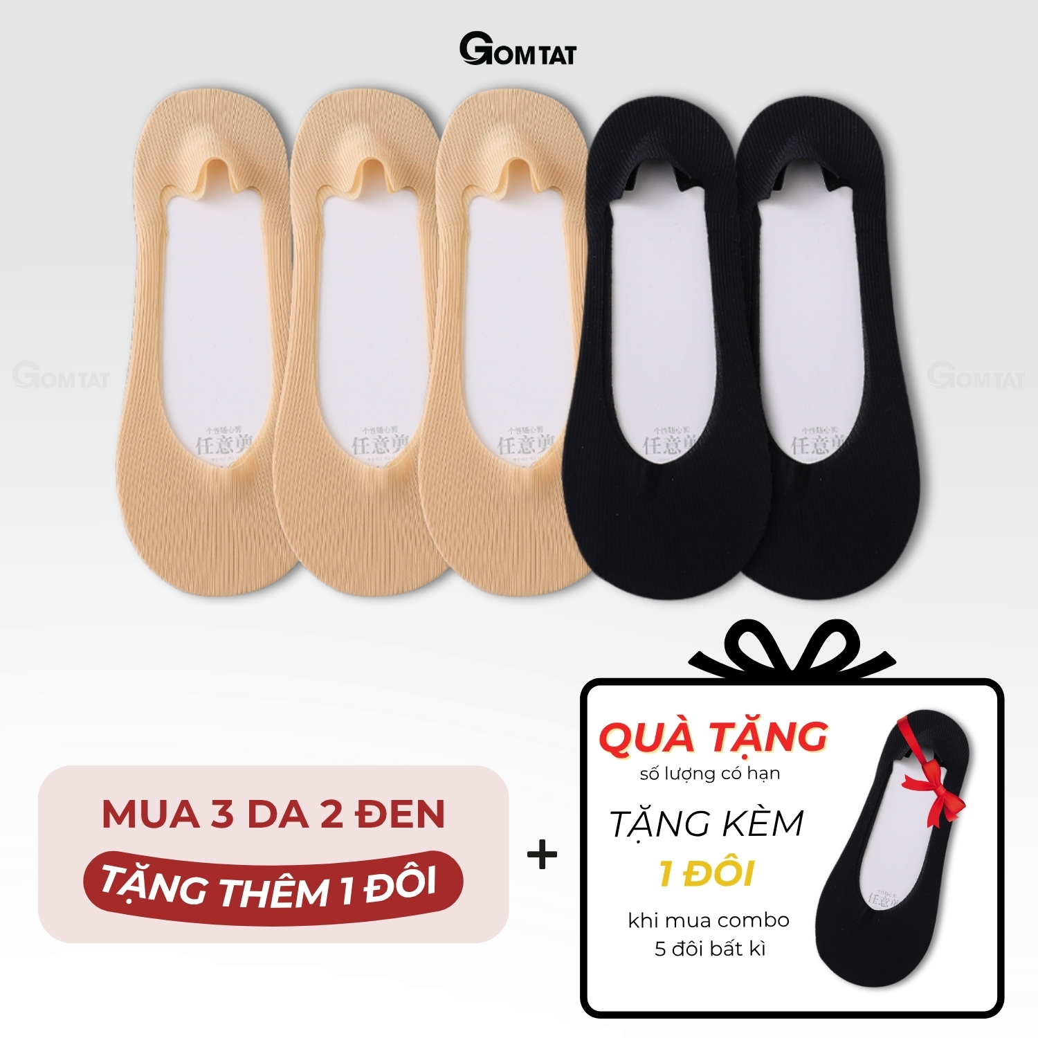 Combo tất đi giày lười nữ GOMTAT, có đệm silicon chống tuột gót, chất liệu cotton êm chân - KOL-1302_thumbnail_14