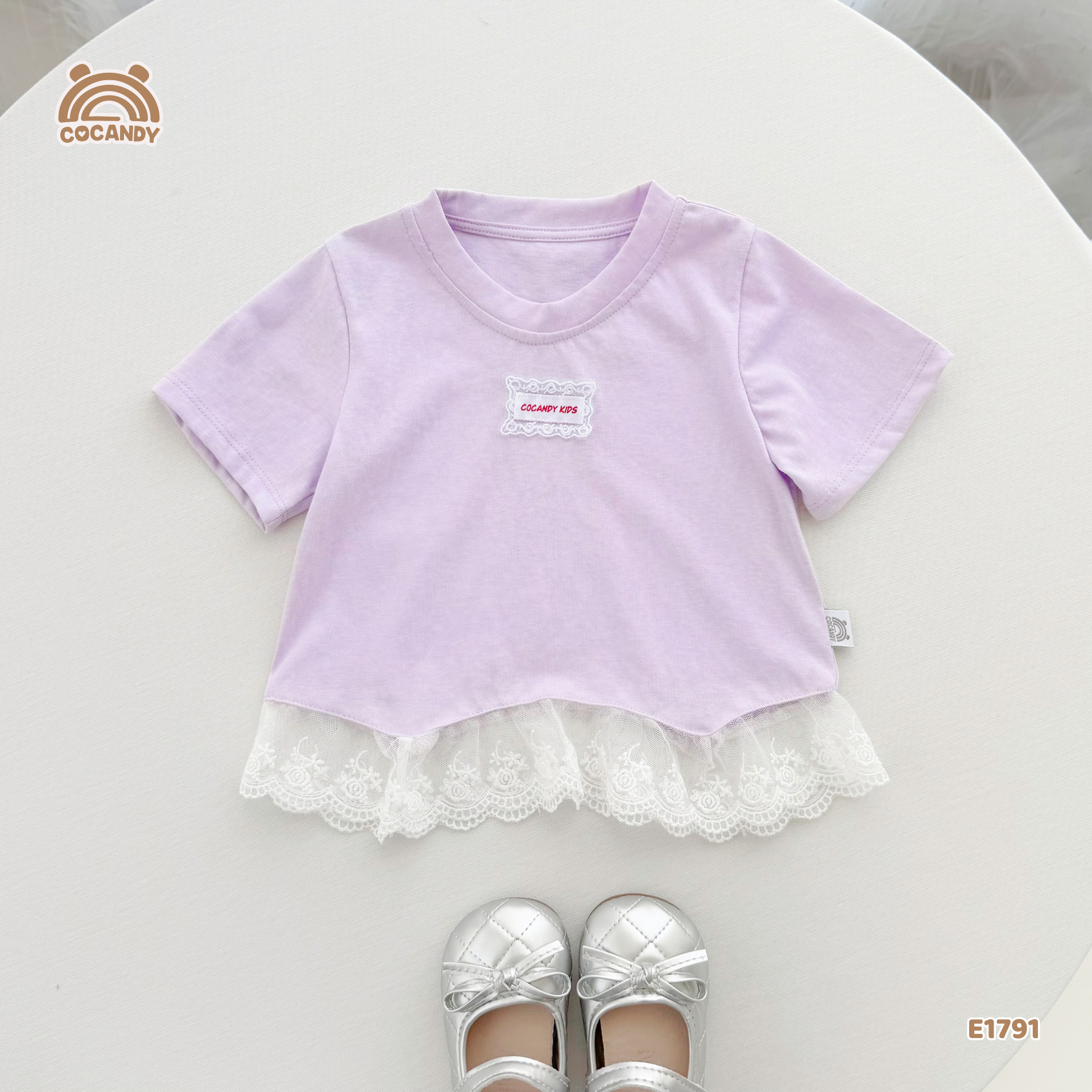Áo cộc cotton TÍM phối bèo ren gấu_thumbnail_2