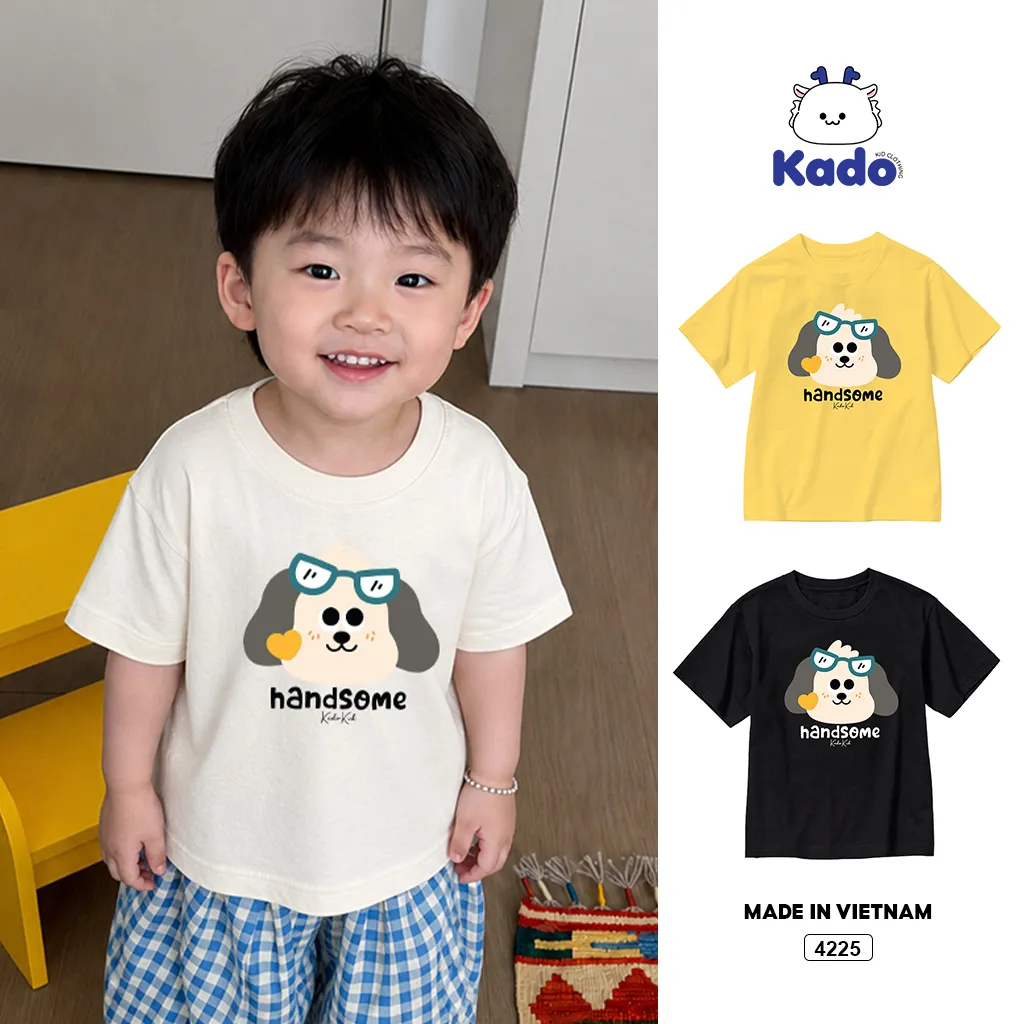 Áo thun bé trai Cún đeo kính đáng yêu Kado 4225