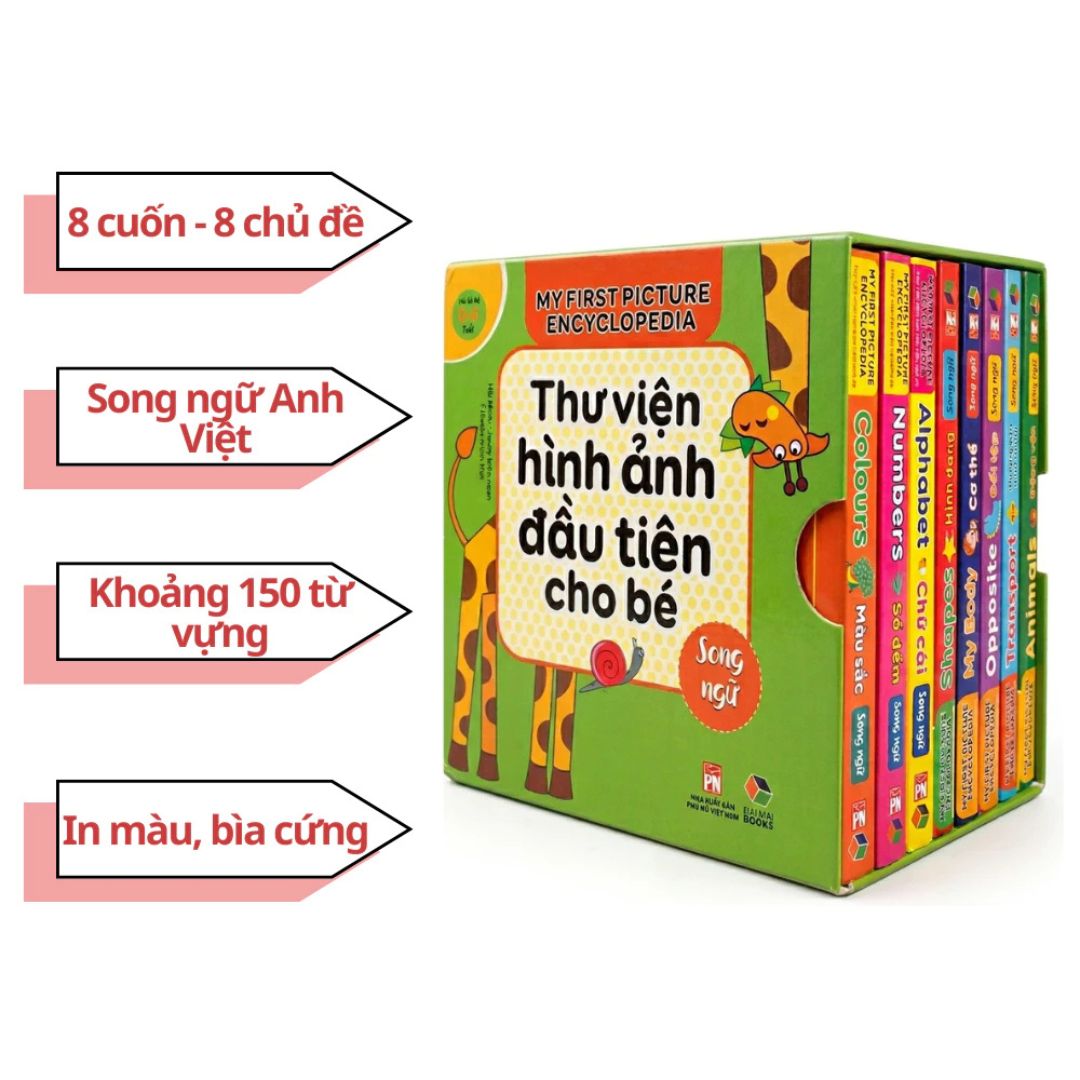 Combo Sách - Thư Viện Hình Anh Đầu Tiên Cho Bé  Tập 1 Và 2 + Bộ 8 Cuốn Kĩ Năng Giao Tiếp Ứng Xử Bằng Tranh Cho Bé Từ 0 -6 Tuổi ( Song Ngữ )_thumbnail_1