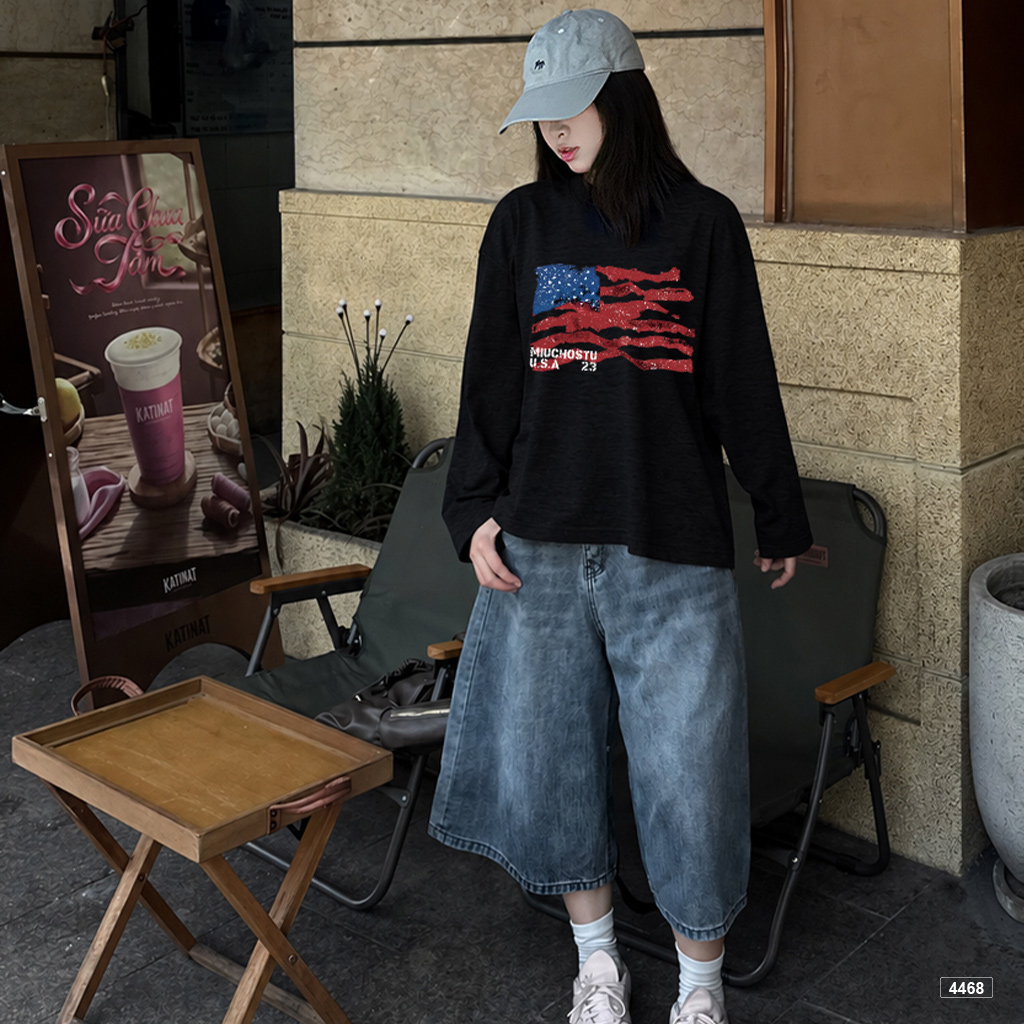 Áo tay dài unisex form boxy cotton xược thoáng mát Miucho 4468_thumbnail_3