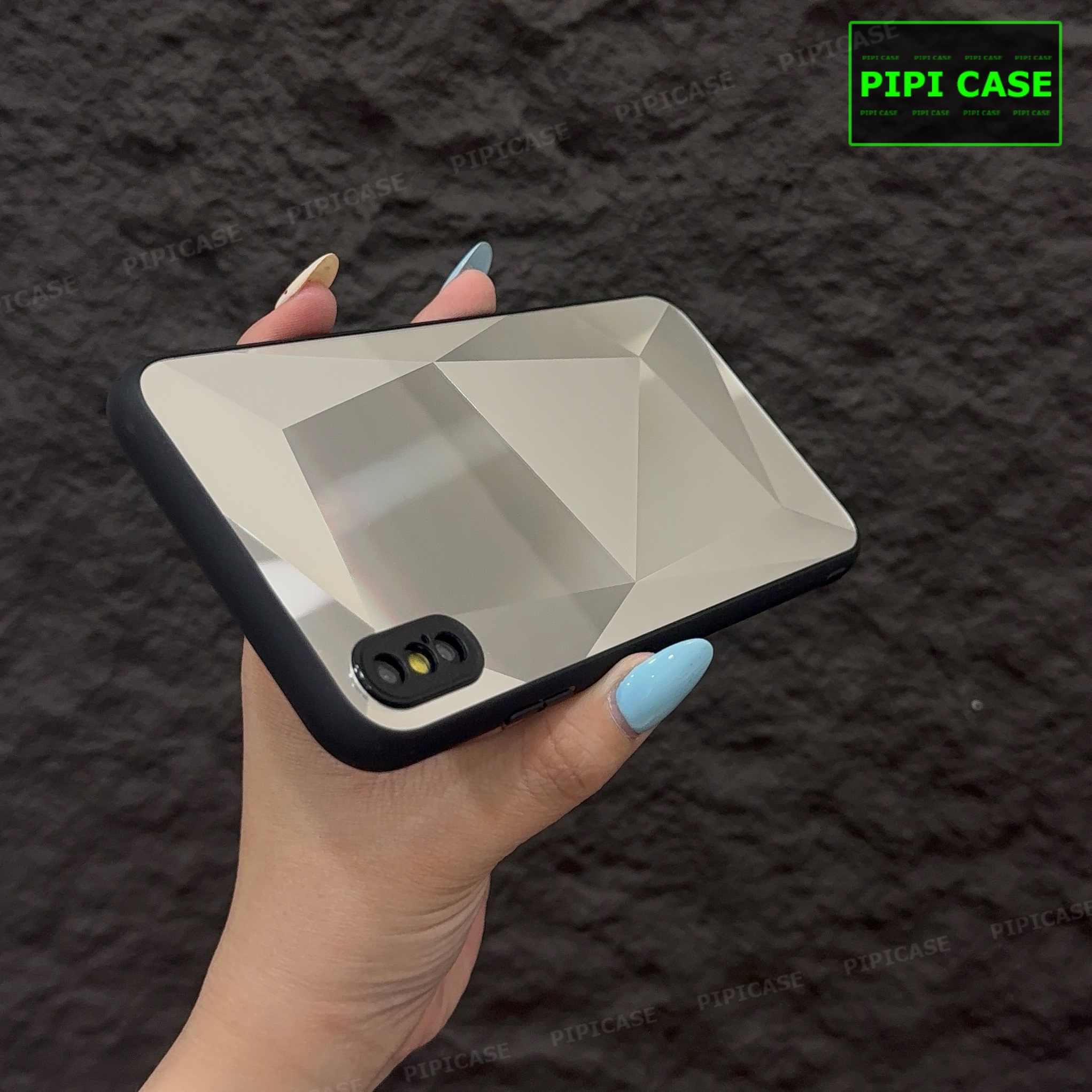 Ốp Lưng iPhone X / XS - Kim Cương 6D - Bạc_thumbnail_1